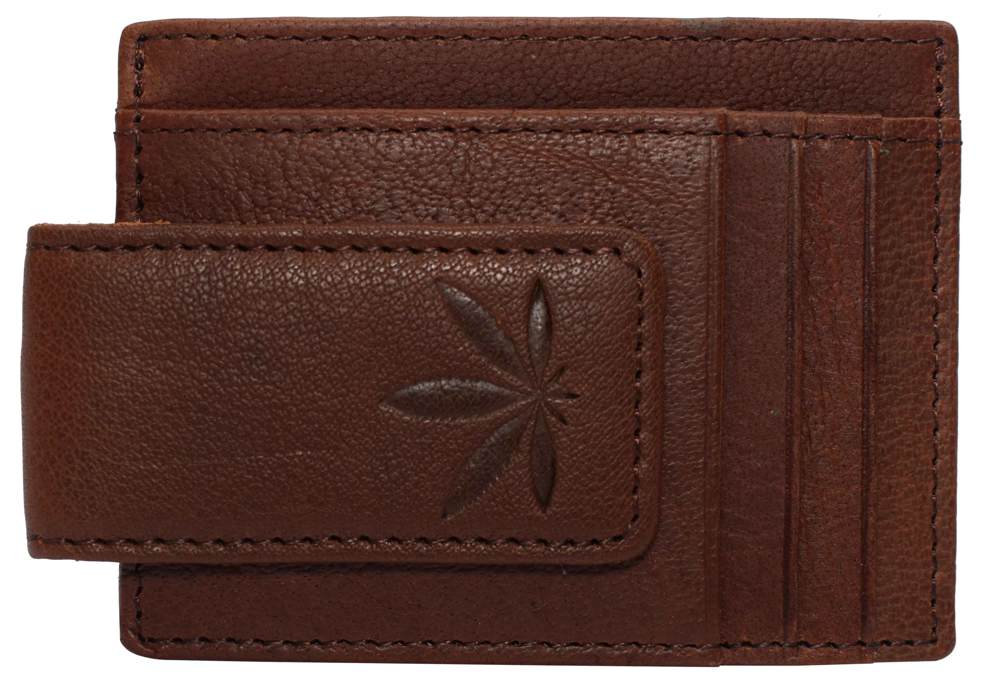 510910 Money Clip Front Pocket Wallet Leather Strong Magnet Thin Logo Wallets