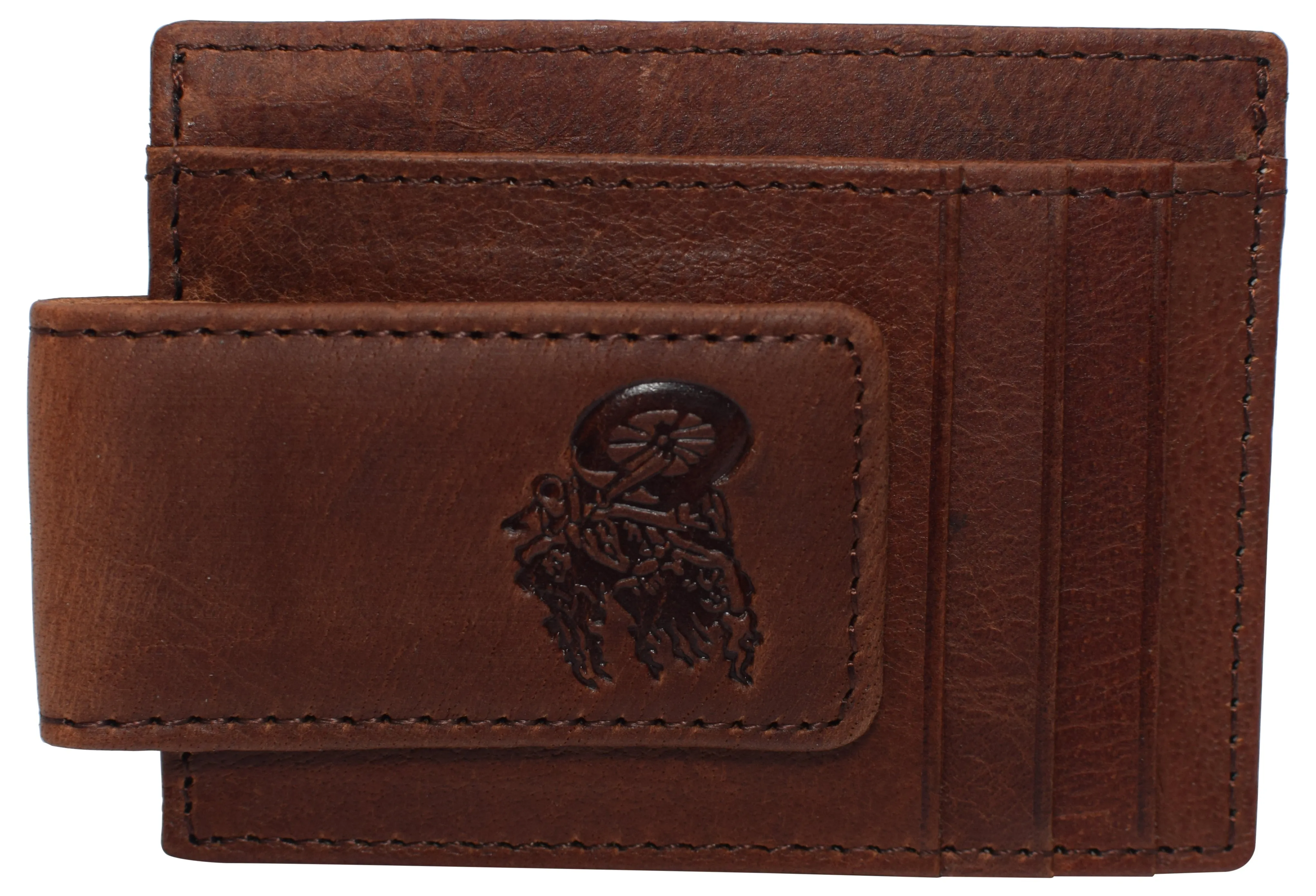 510910 Money Clip Front Pocket Wallet Leather Strong Magnet Thin Logo Wallets