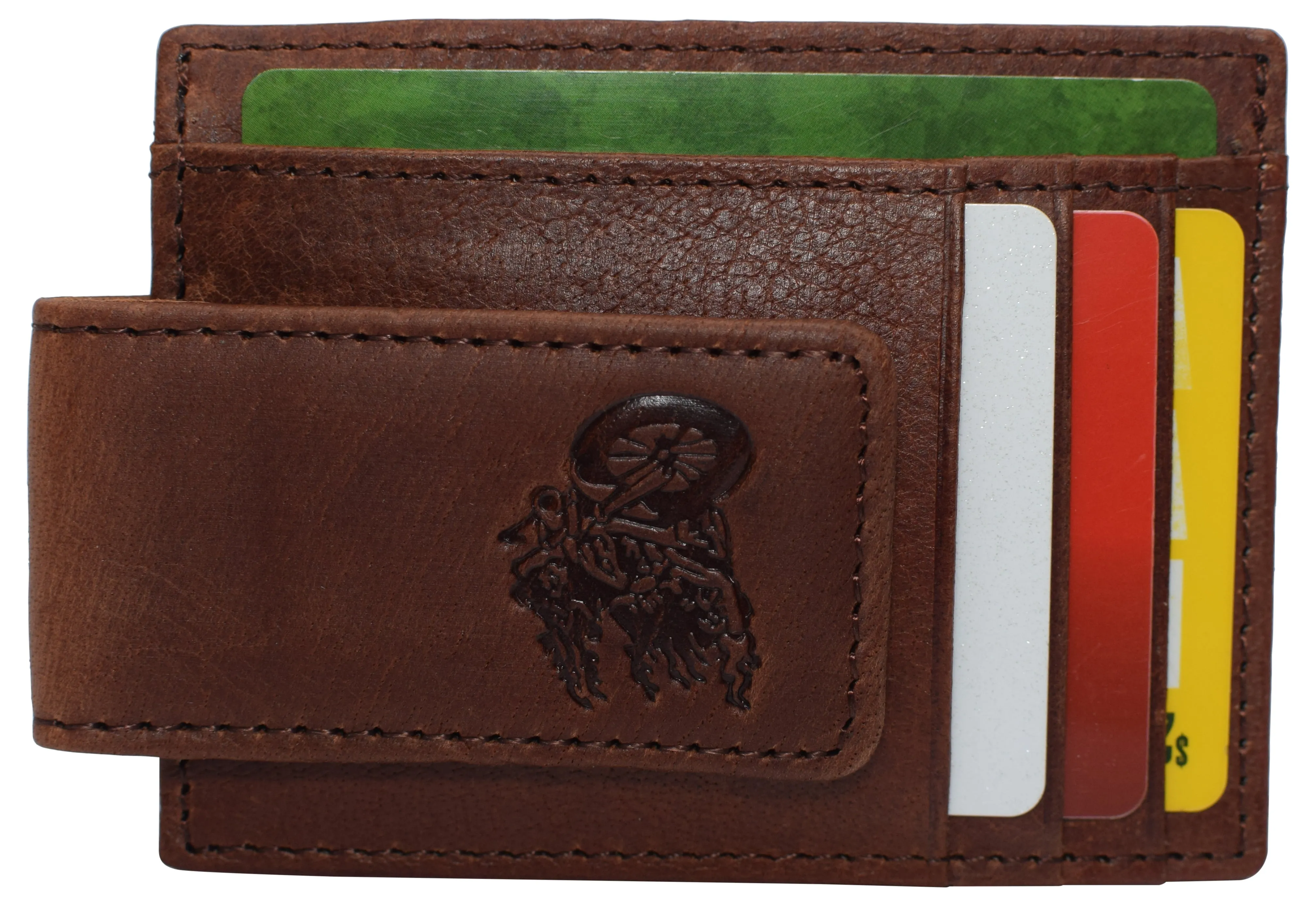 510910 Money Clip Front Pocket Wallet Leather Strong Magnet Thin Logo Wallets