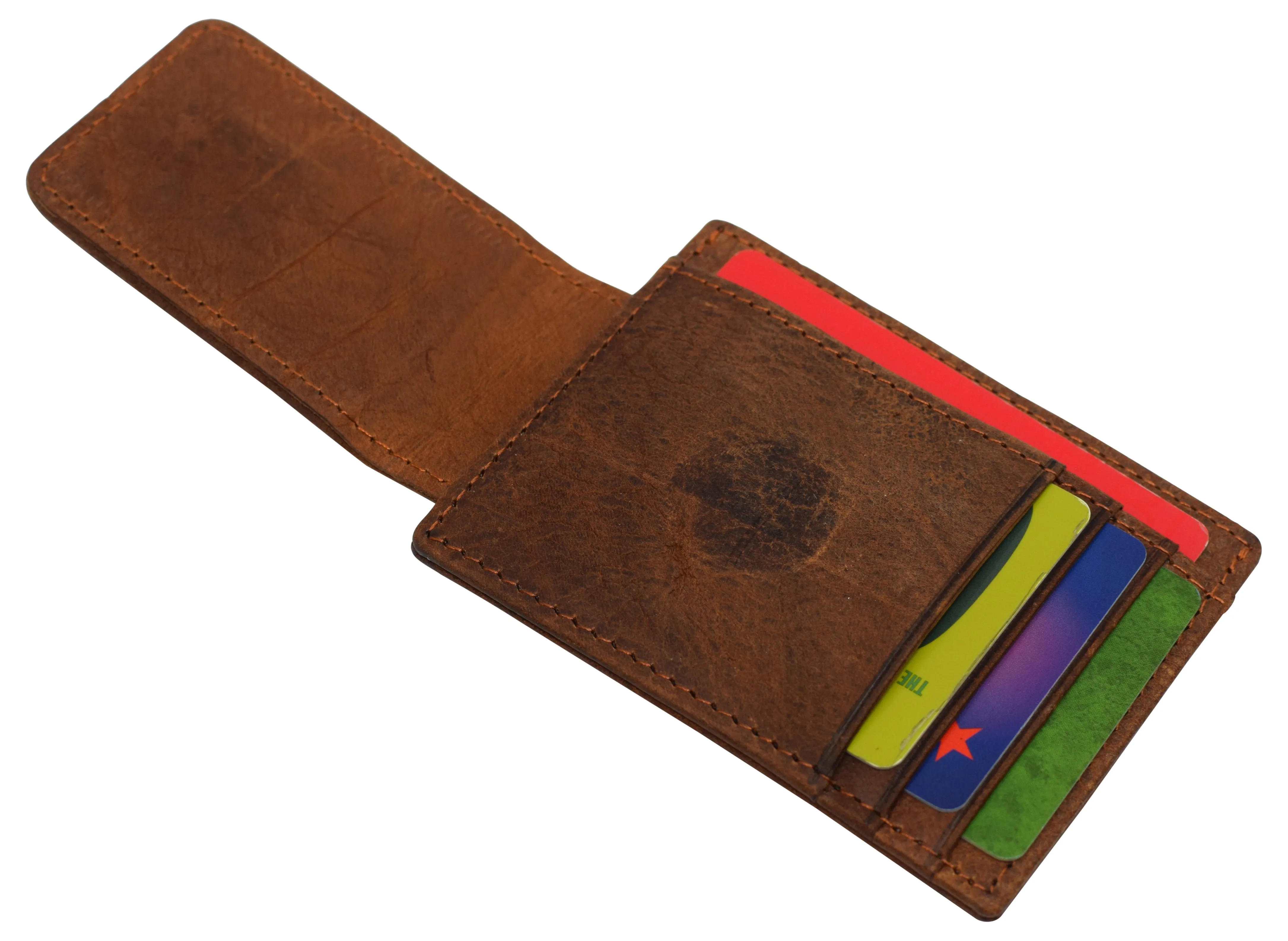 510910 Money Clip Front Pocket Wallet Leather Strong Magnet Thin Logo Wallets