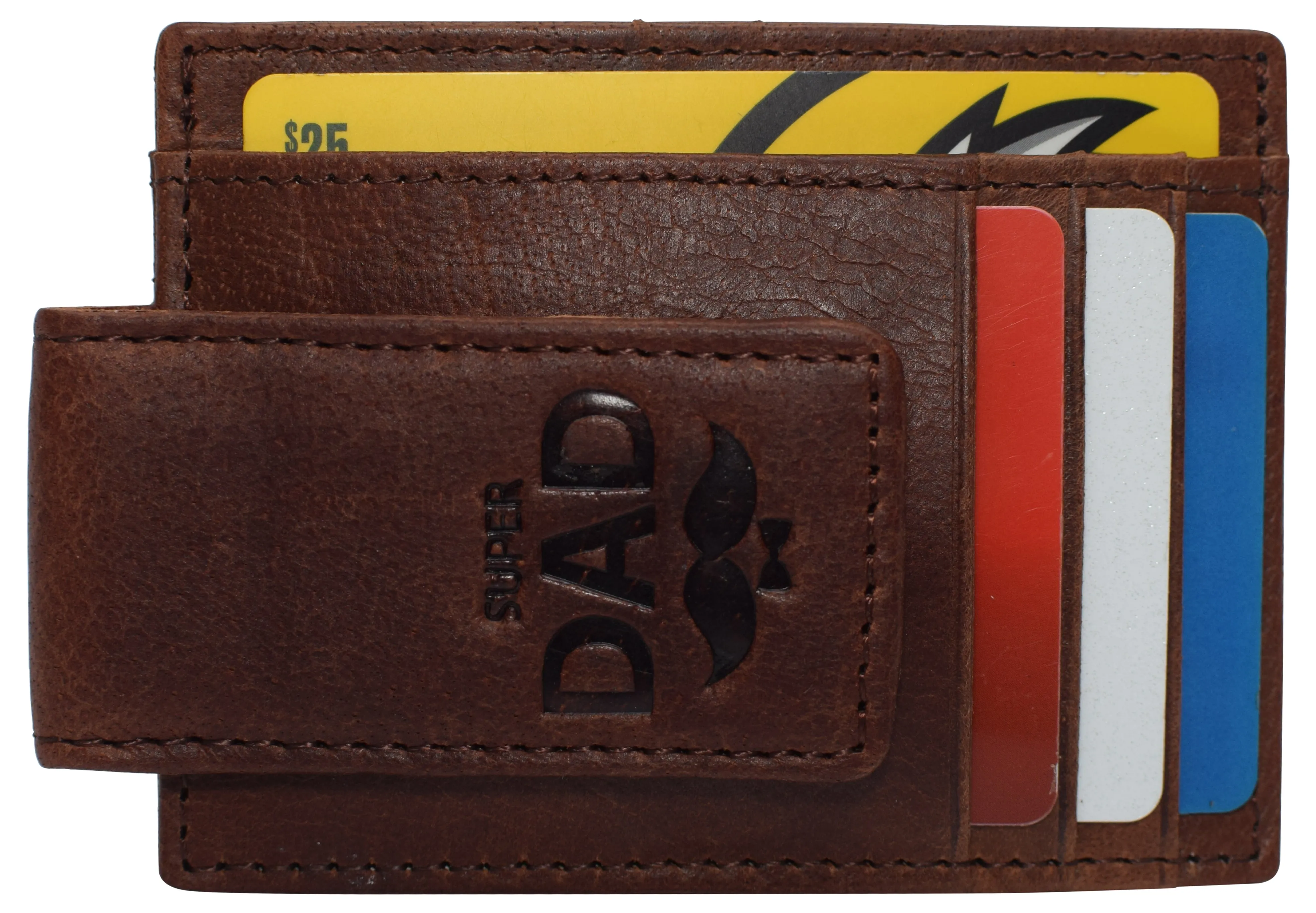 510910 Money Clip Front Pocket Wallet Leather Strong Magnet Thin Logo Wallets