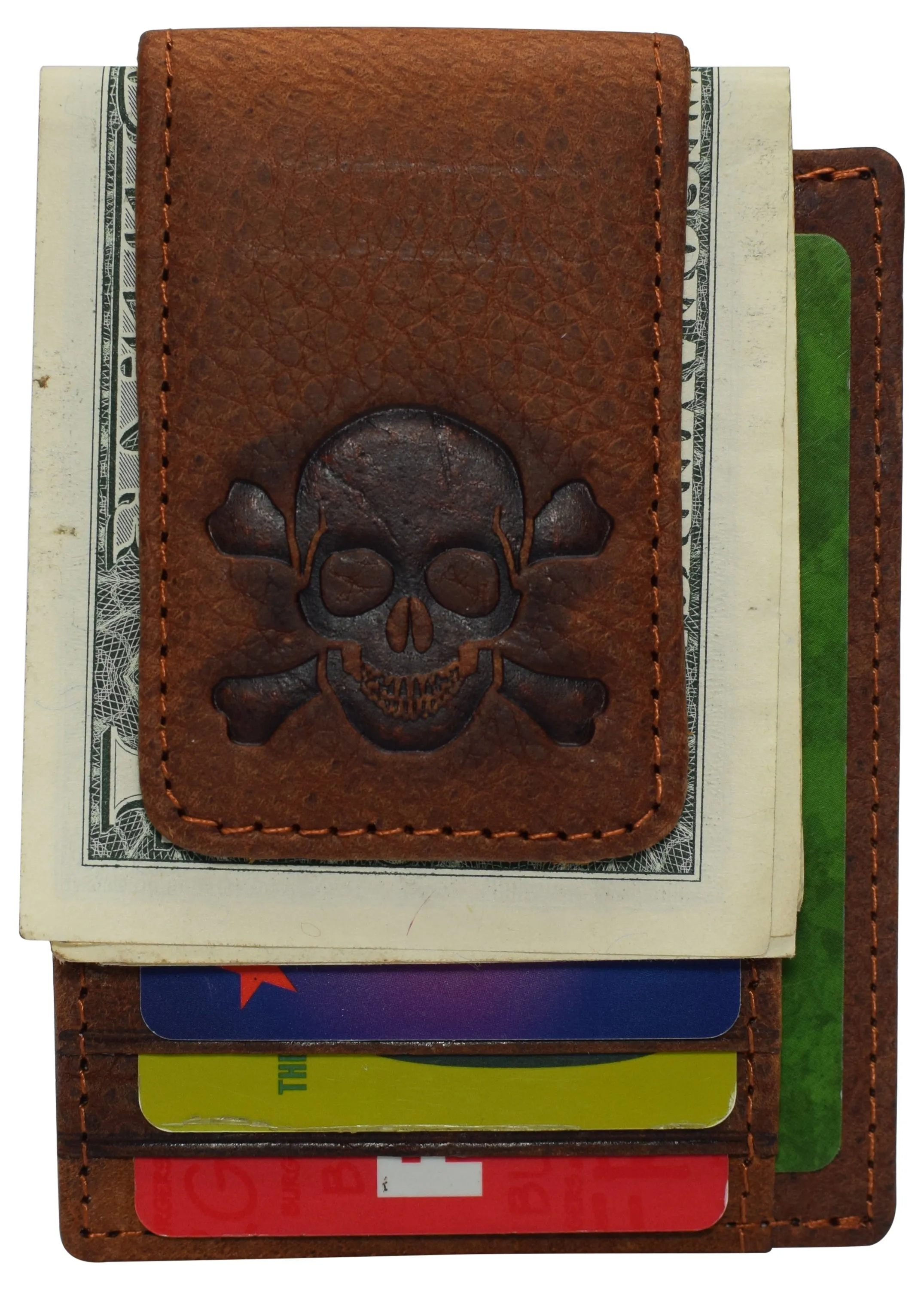 510910 Money Clip Front Pocket Wallet Leather Strong Magnet Thin Logo Wallets