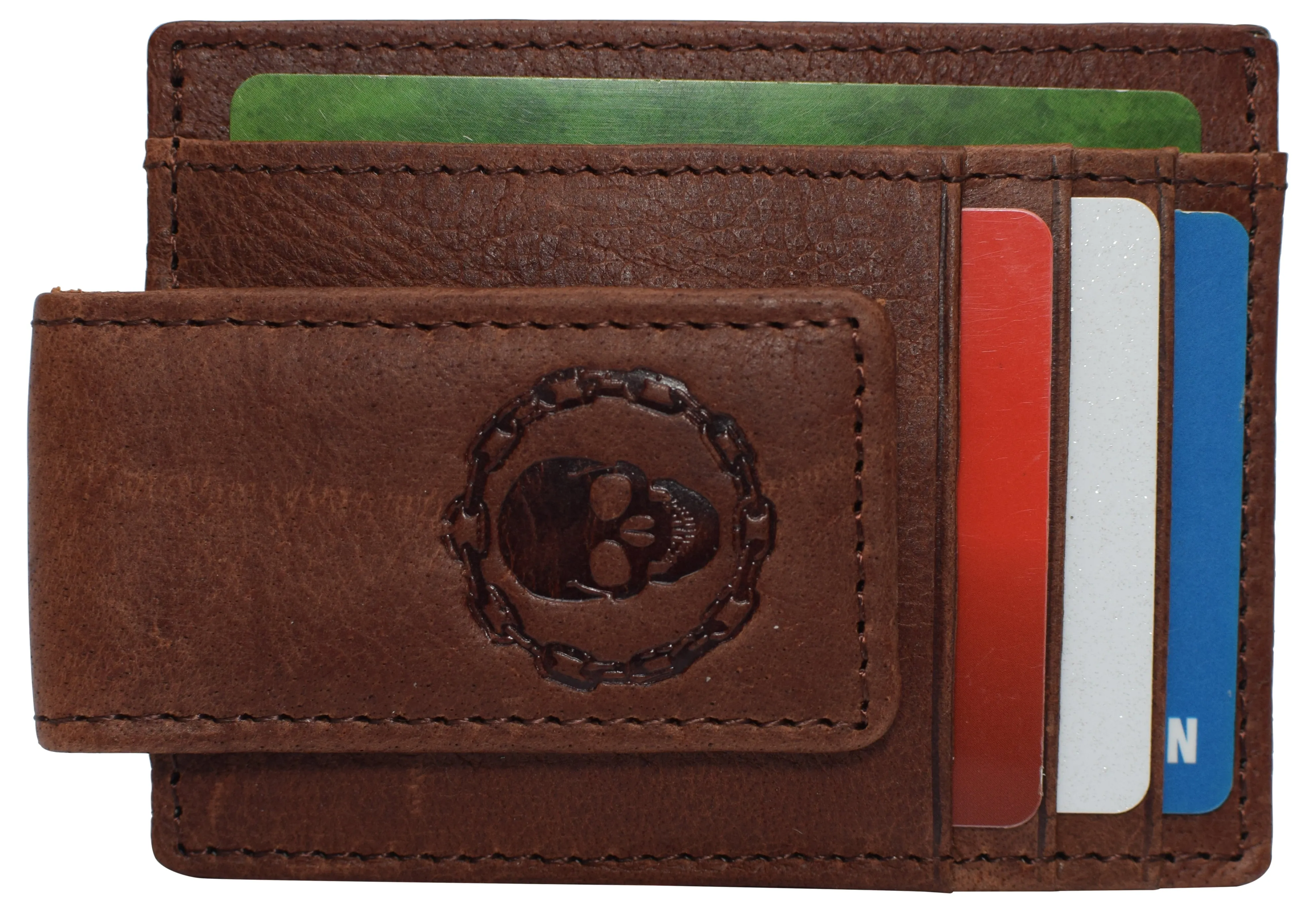 510910 Money Clip Front Pocket Wallet Leather Strong Magnet Thin Logo Wallets