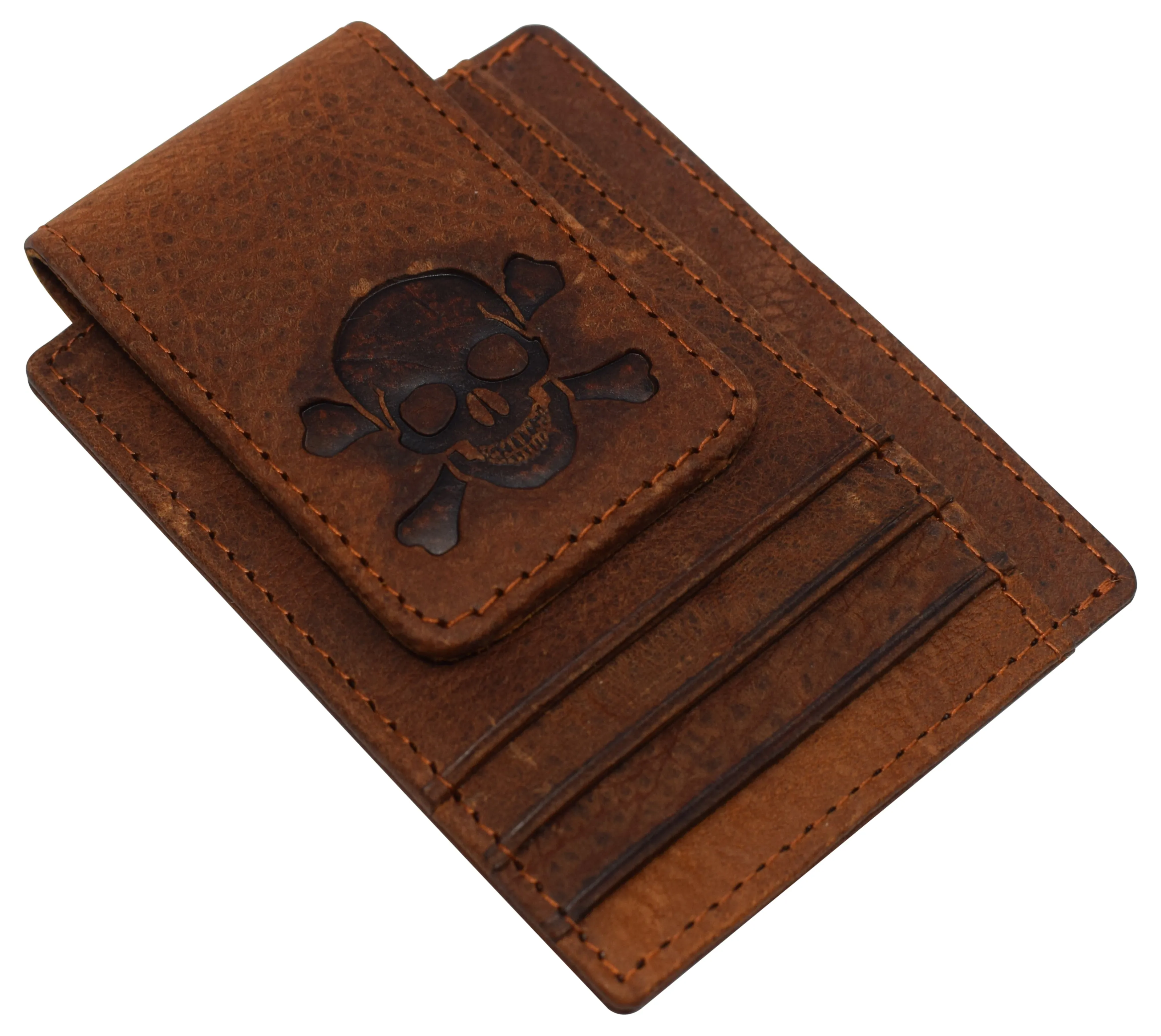 510910 Money Clip Front Pocket Wallet Leather Strong Magnet Thin Logo Wallets