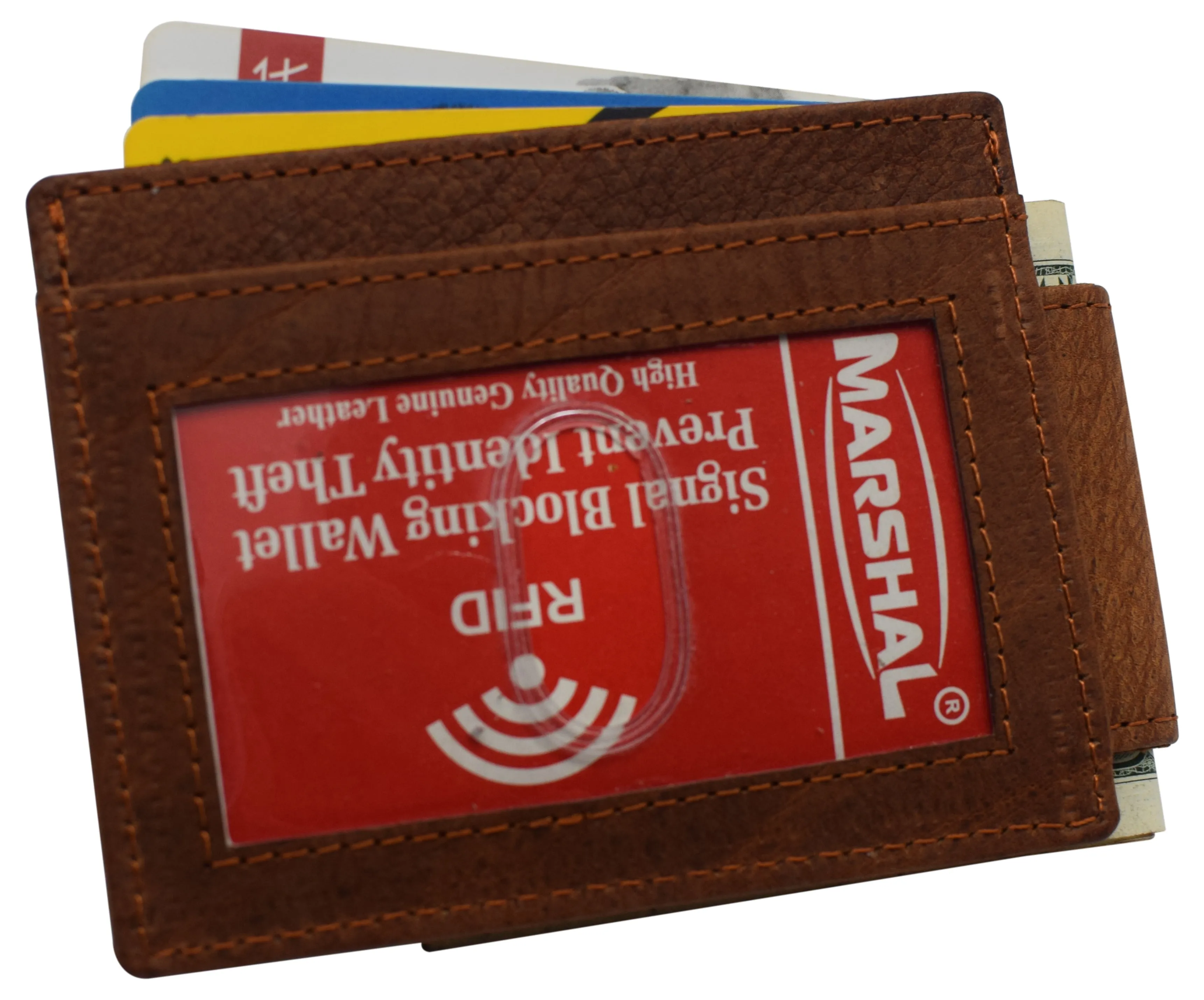 510910 Money Clip Front Pocket Wallet Leather Strong Magnet Thin Logo Wallets
