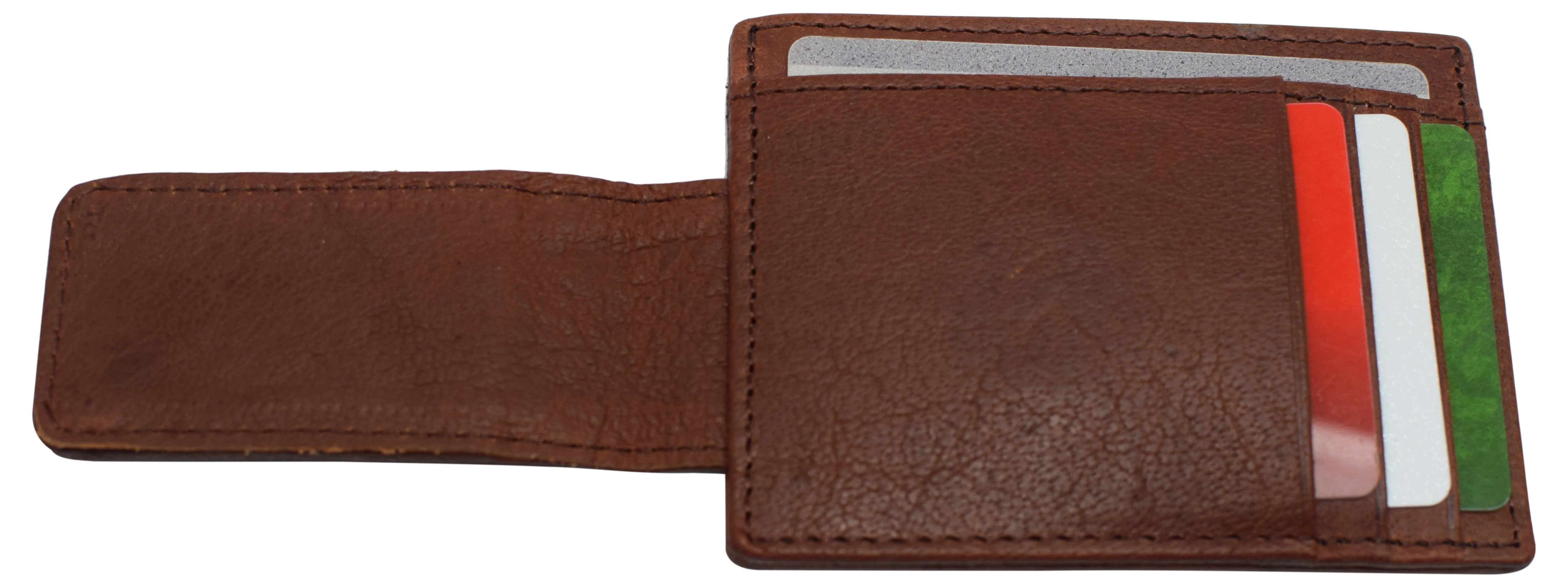 510910 Money Clip Front Pocket Wallet Leather Strong Magnet Thin Logo Wallets