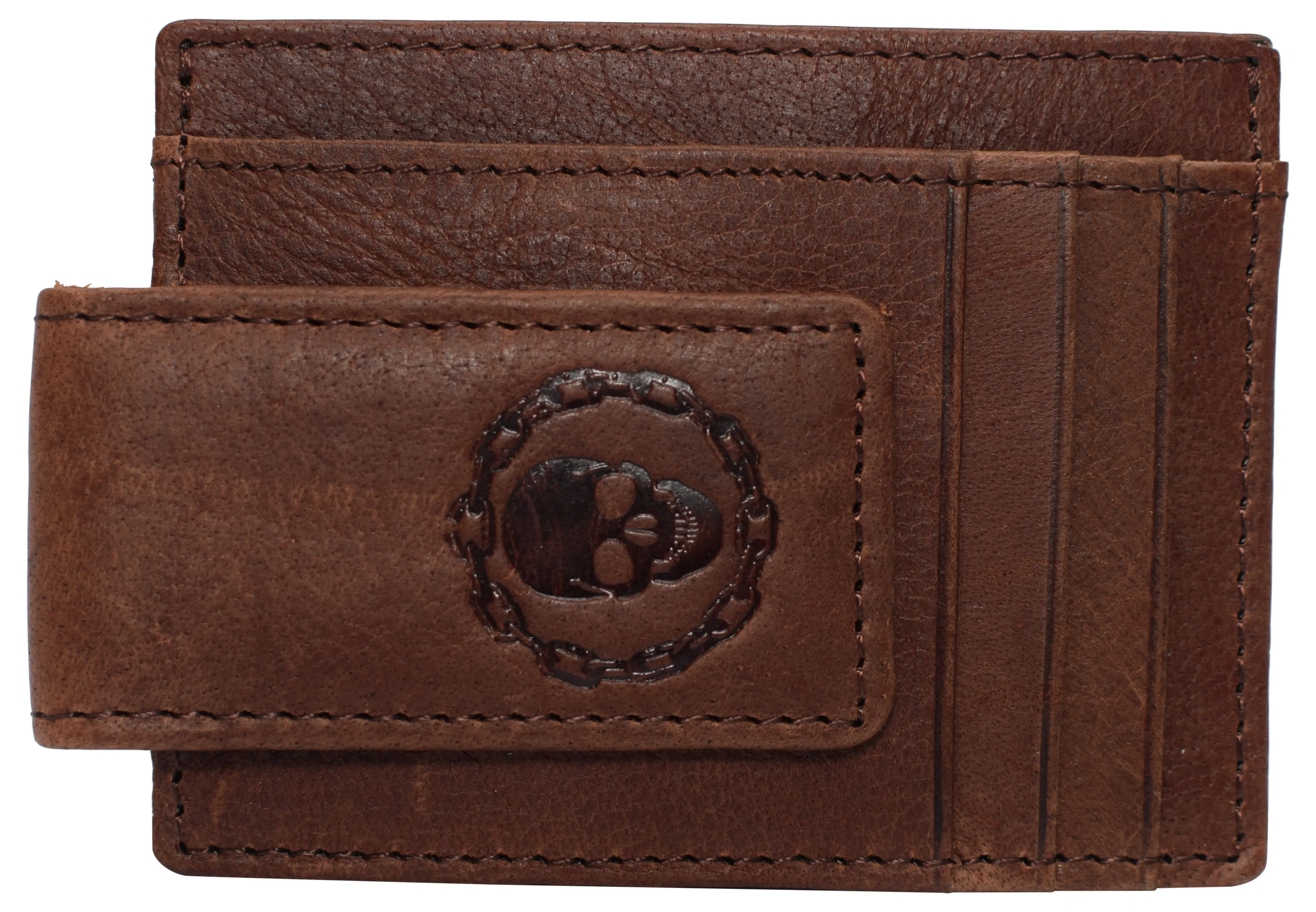 510910 Money Clip Front Pocket Wallet Leather Strong Magnet Thin Logo Wallets