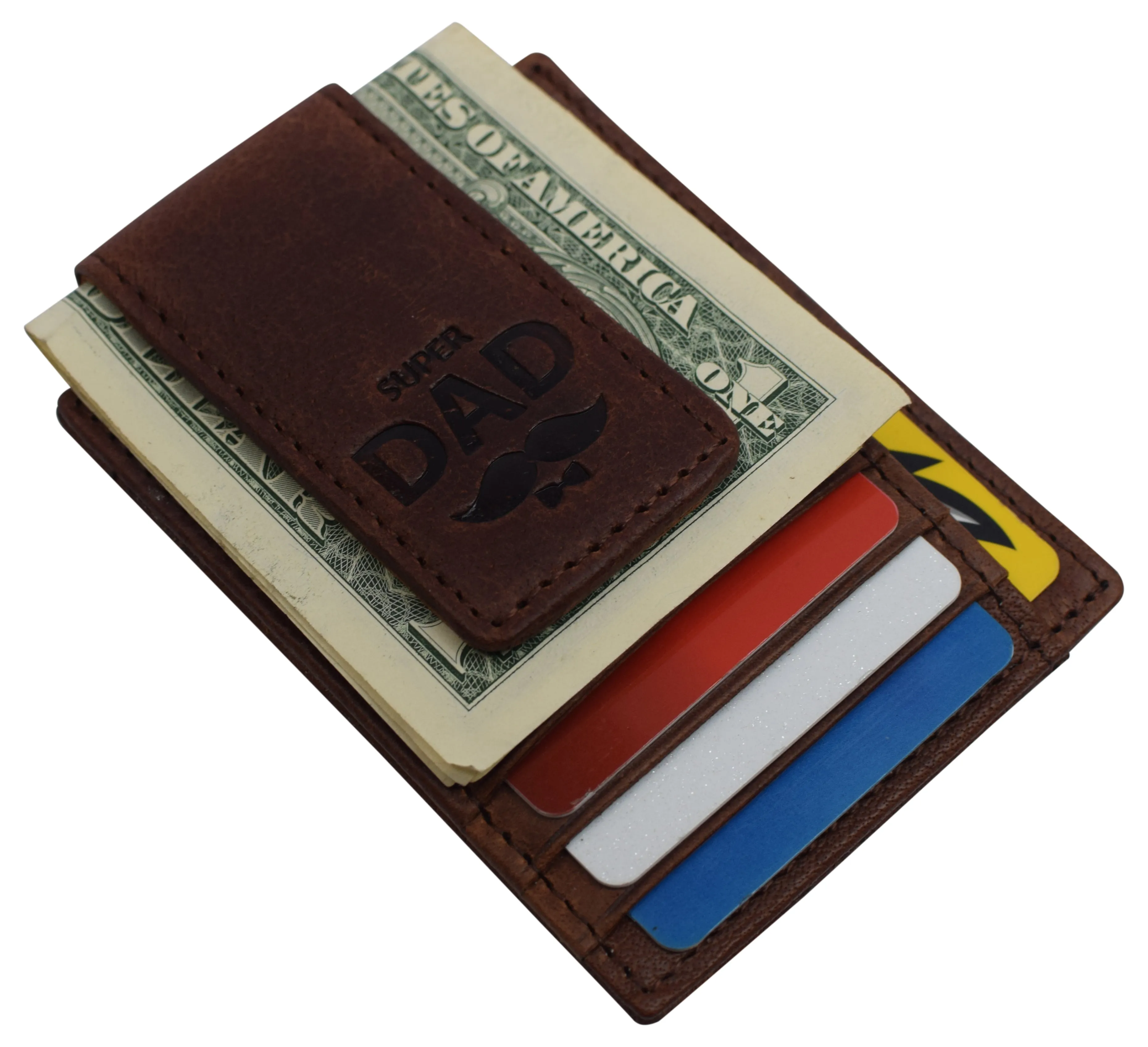 510910 Money Clip Front Pocket Wallet Leather Strong Magnet Thin Logo Wallets