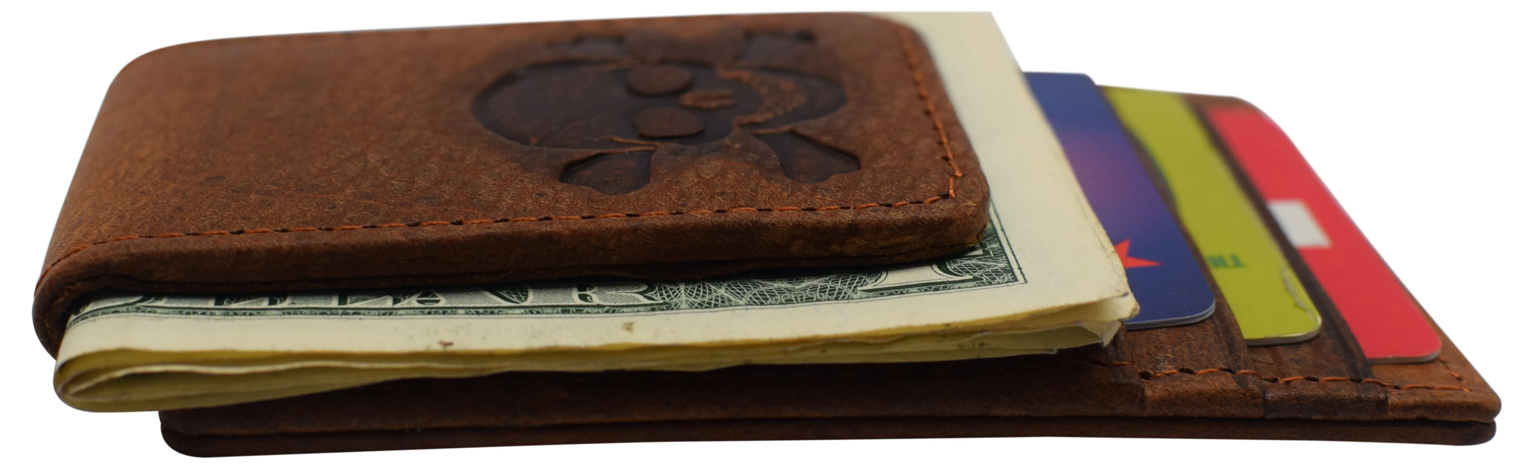 510910 Money Clip Front Pocket Wallet Leather Strong Magnet Thin Logo Wallets