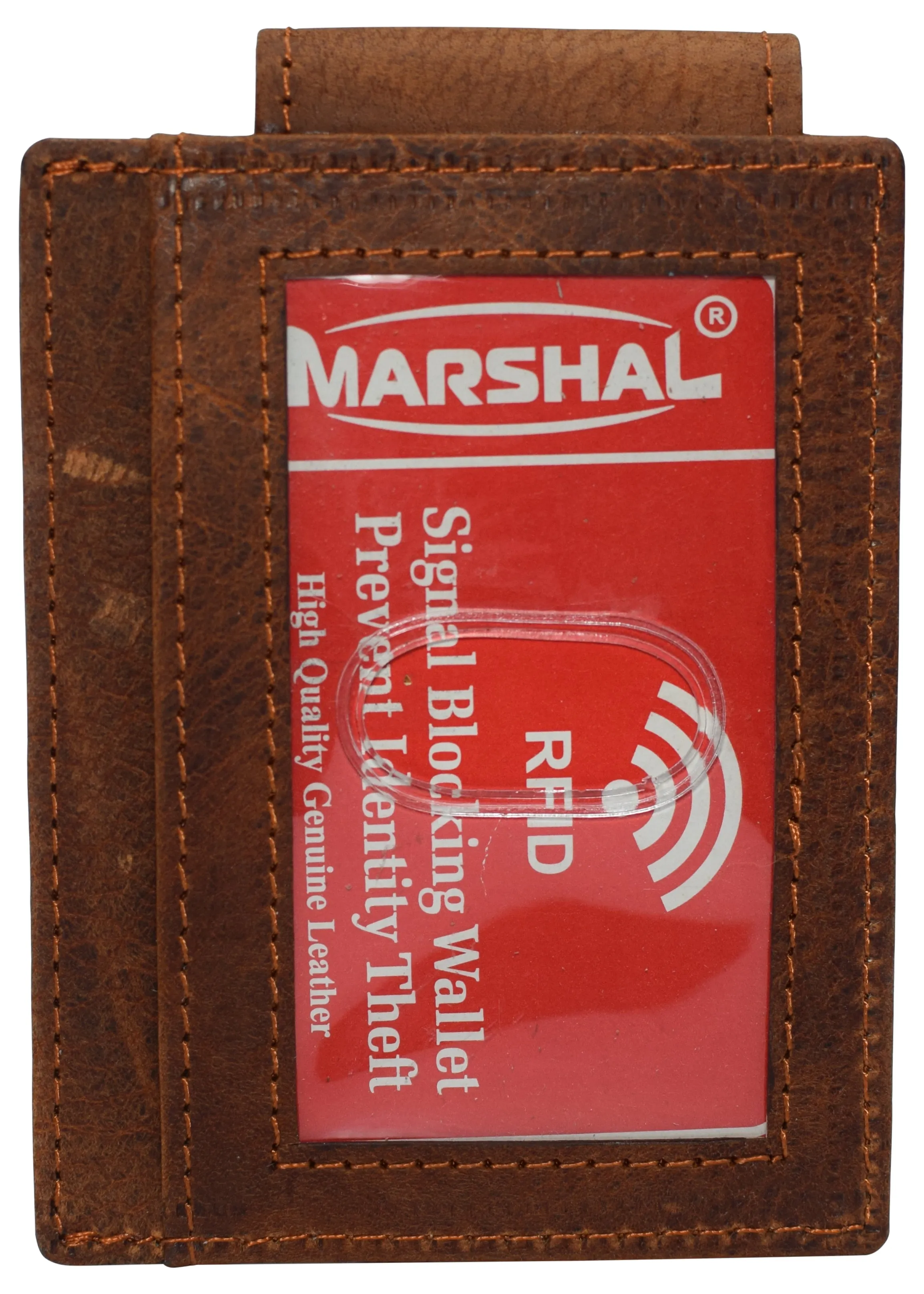 510910 Money Clip Front Pocket Wallet Leather Strong Magnet Thin Logo Wallets