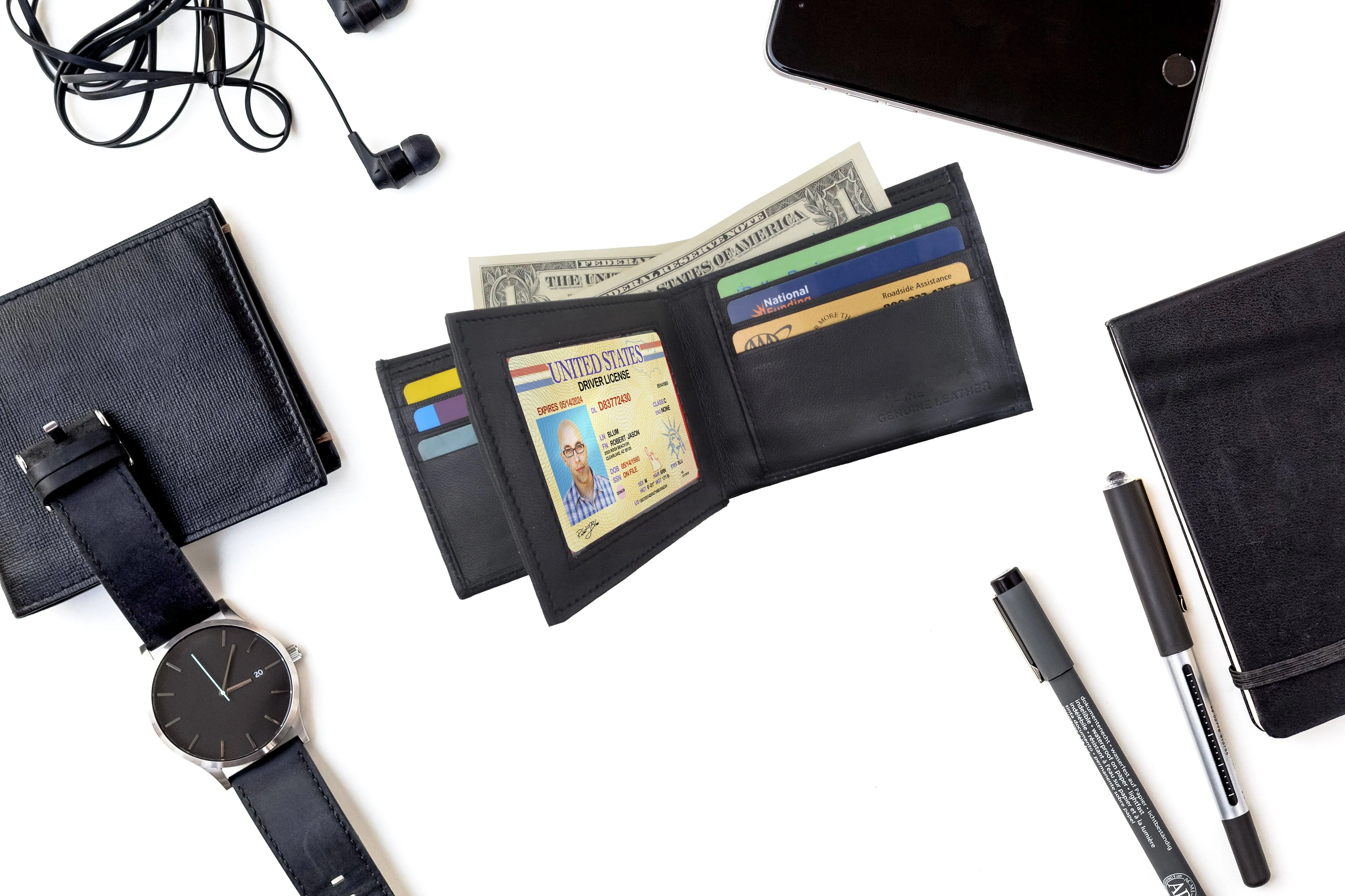 AFONiE Men Genuine Leather Bi-fold Wallet