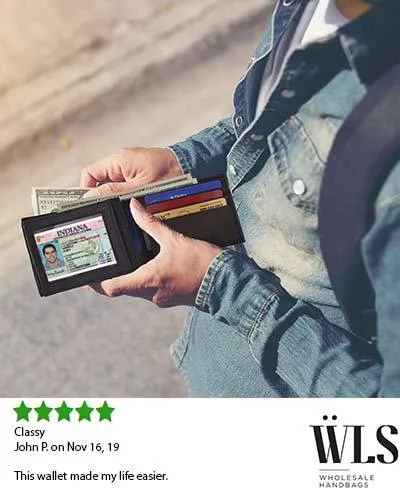 AFONiE Men Trifold Leather Wallet