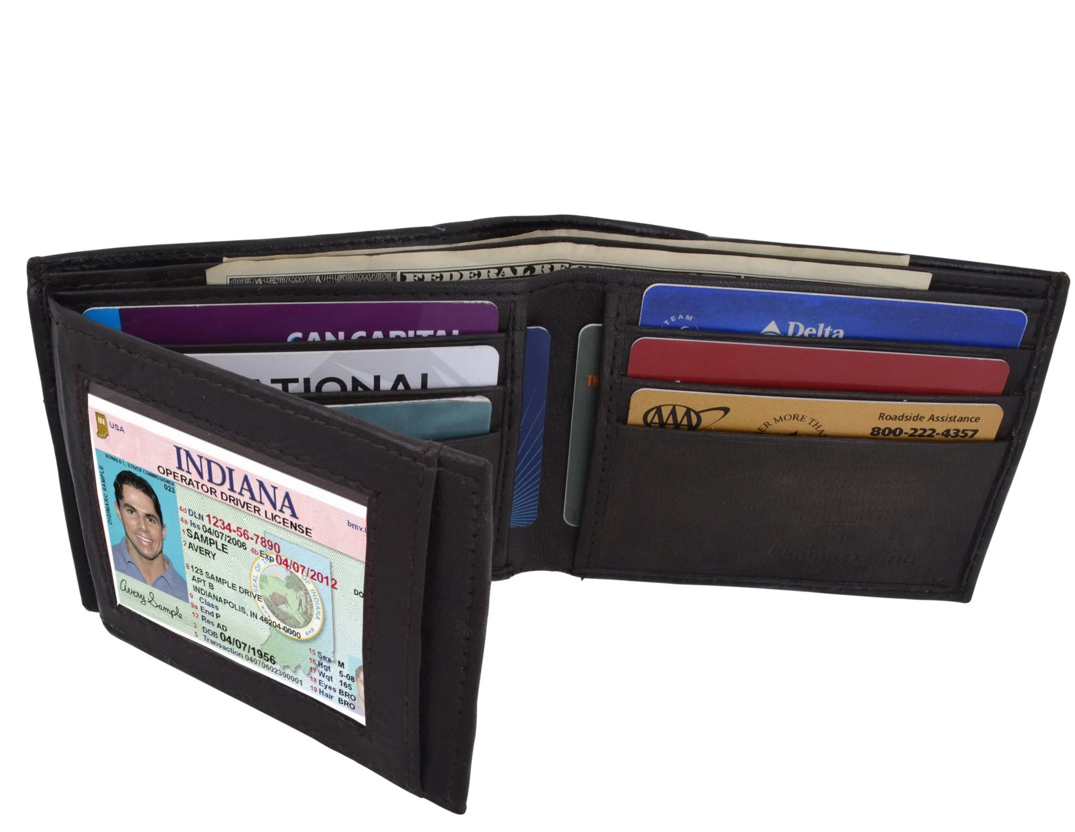 AFONiE Men Trifold Leather Wallet