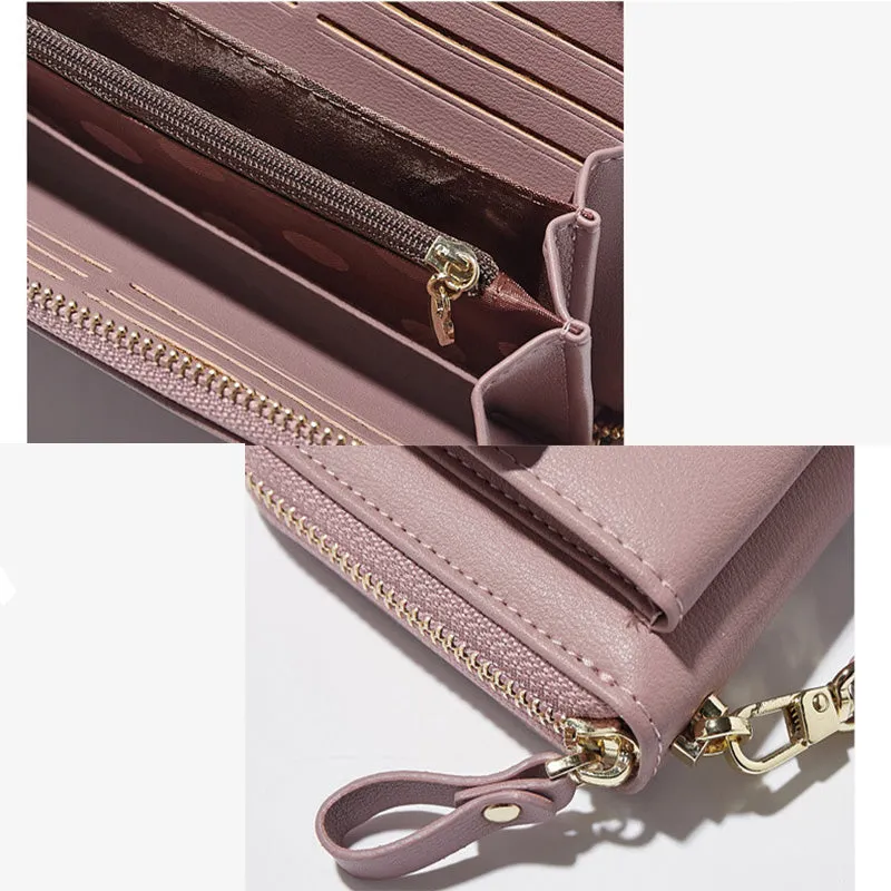 Anreisha Fashion Long Woman Purse New Designer Female Wallet Clutch PU Leather Ladies Purses Card Holder Women Phone Bags P2