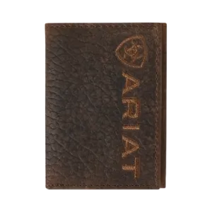 Ariat Bullhide Brown Embroidered Trifold Wallet A3554402