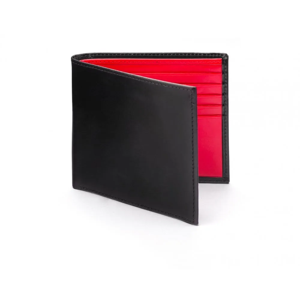 Bridle Hide Wallet, 10 CC - Black With Red