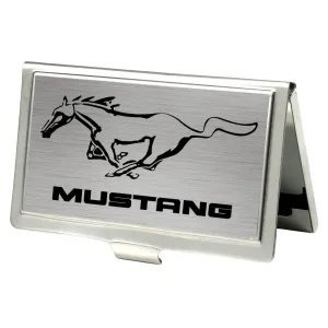 Business Card Holder - SMALL - Mustang w Text Brushed Silver Black