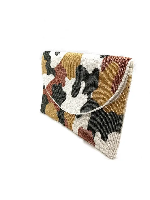 Camo Beaded Clutch Bag