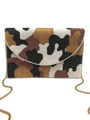 Camo Beaded Clutch Bag