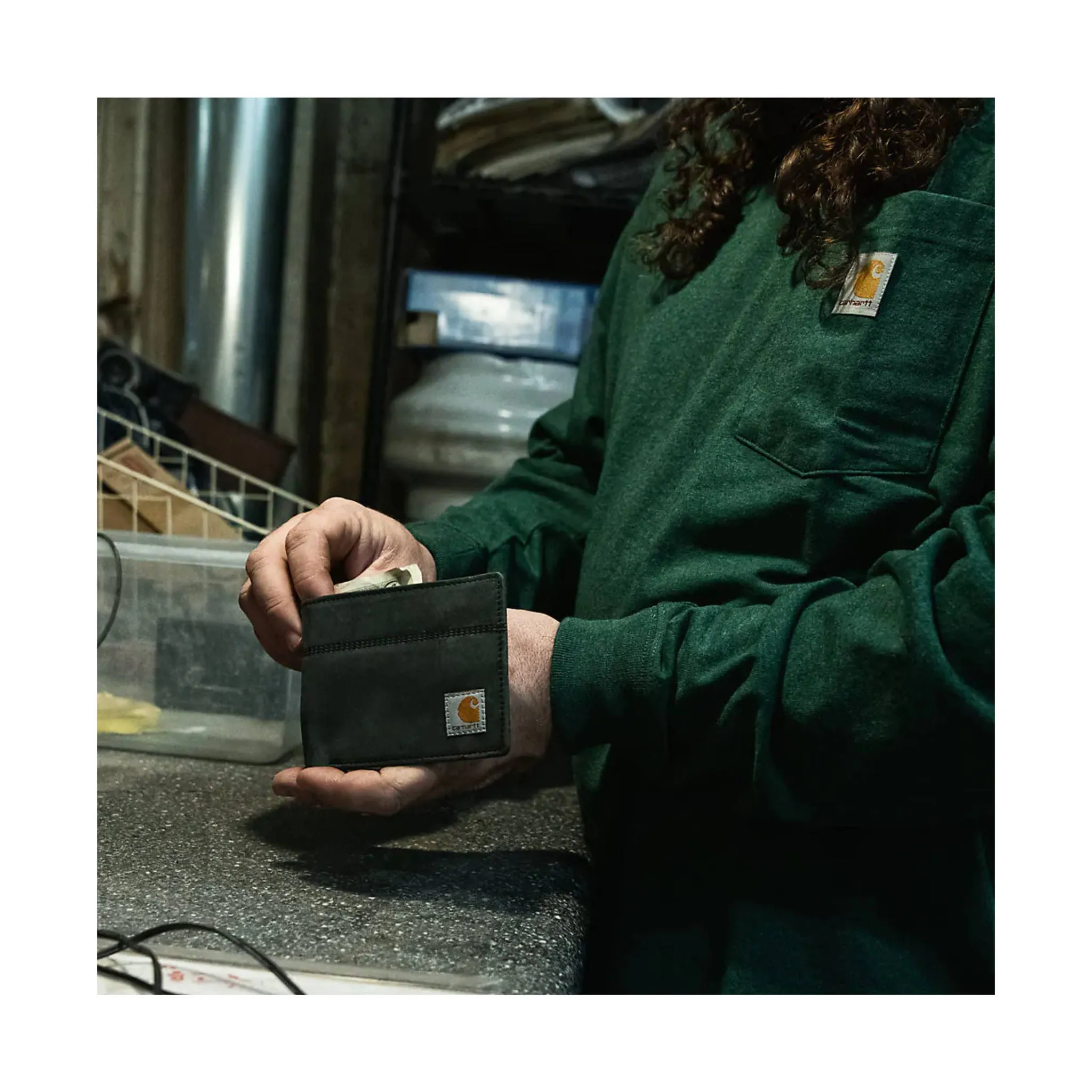 Carhartt Saddle Leather Bifold Legacy Passcase Wallet - Black