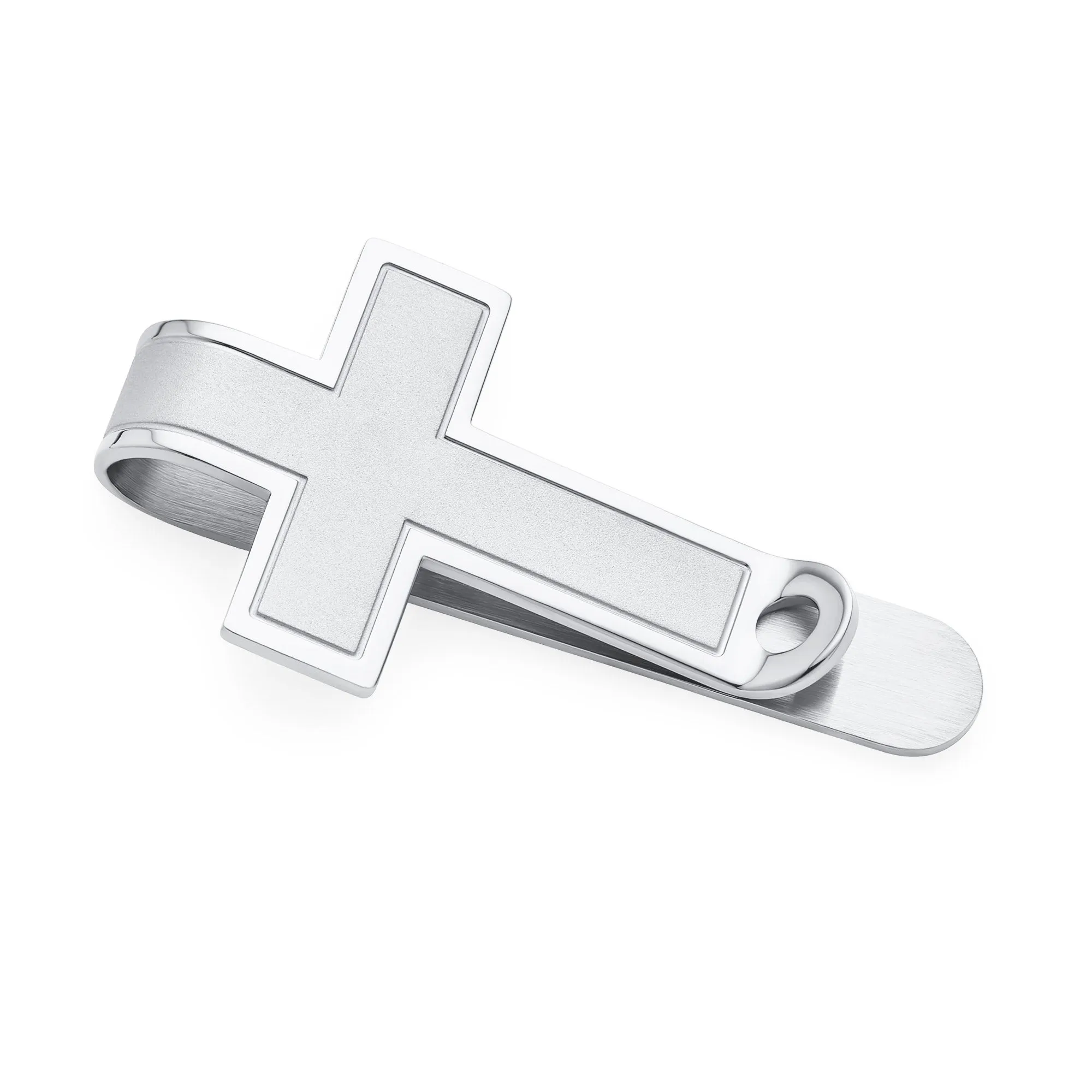 Christian Fleur de Lis Cross Money Clip Credit Card Holder for Men Silver Gold Tone