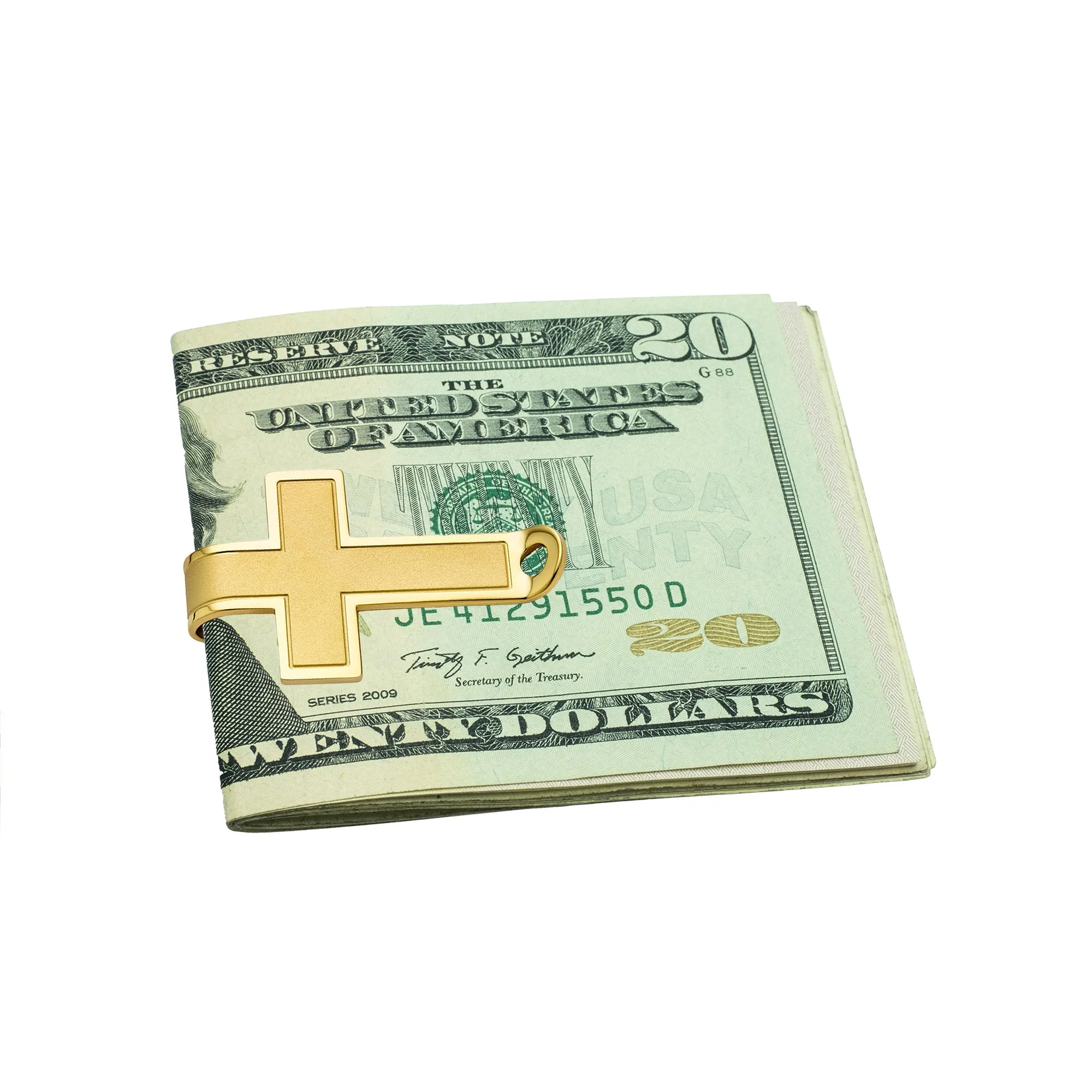 Christian Fleur de Lis Cross Money Clip Credit Card Holder for Men Silver Gold Tone