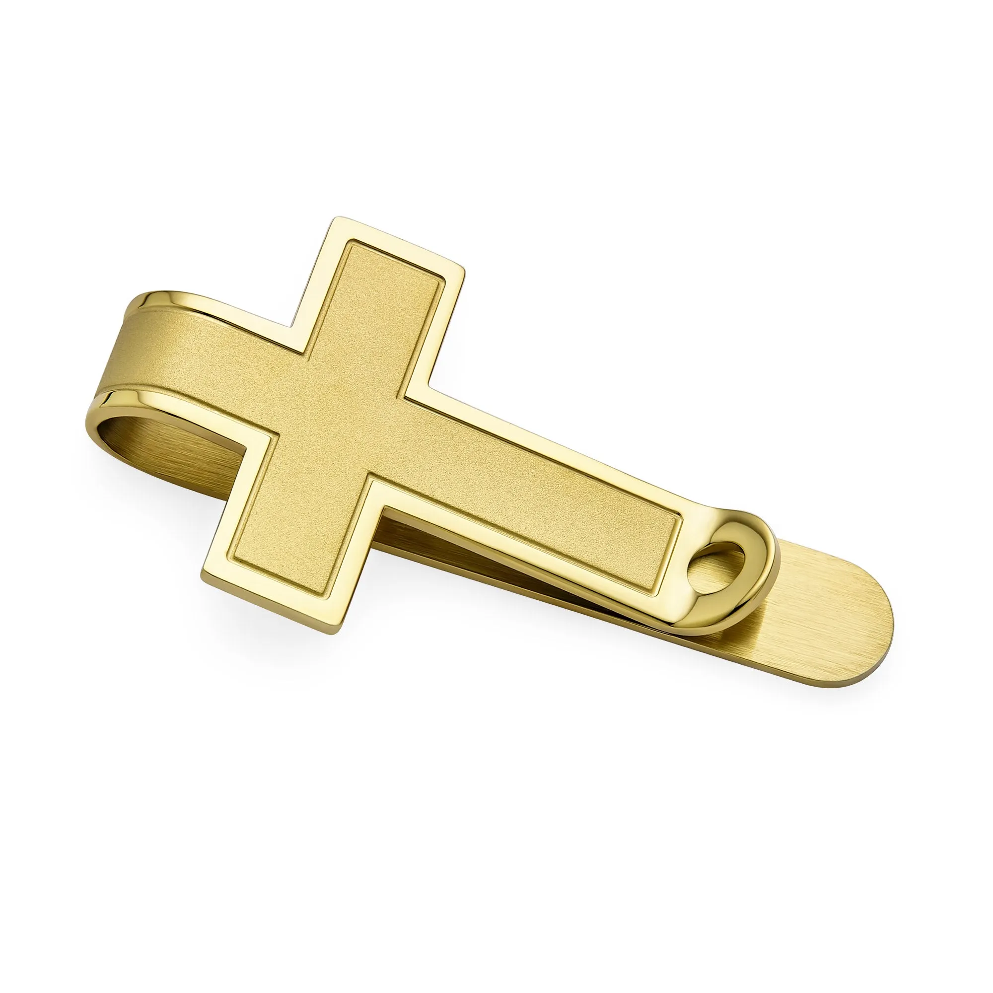 Christian Fleur de Lis Cross Money Clip Credit Card Holder for Men Silver Gold Tone