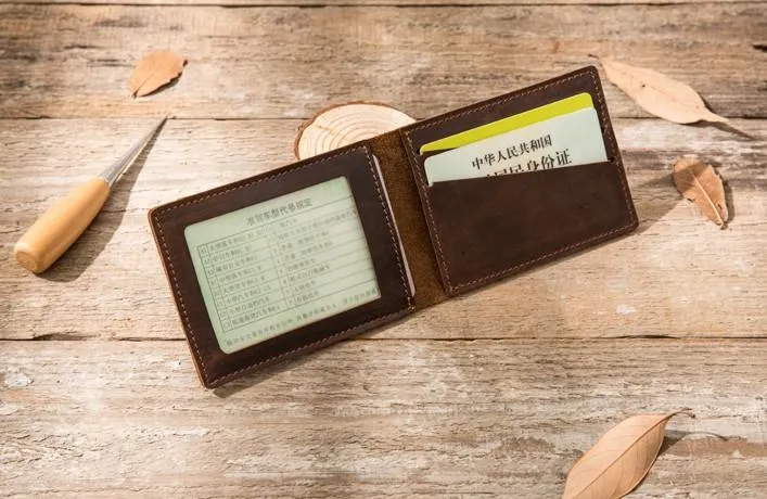 Coffee Cool Leather Mens Slim Small Wallets Bifold Vintage billfold Wallet for Men