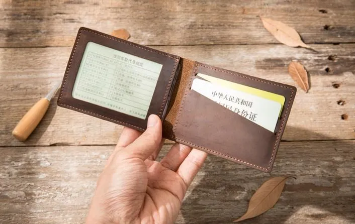 Coffee Cool Leather Mens Slim Small Wallets Bifold Vintage billfold Wallet for Men
