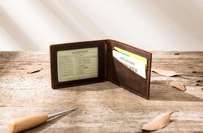 Coffee Cool Leather Mens Slim Small Wallets Bifold Vintage billfold Wallet for Men