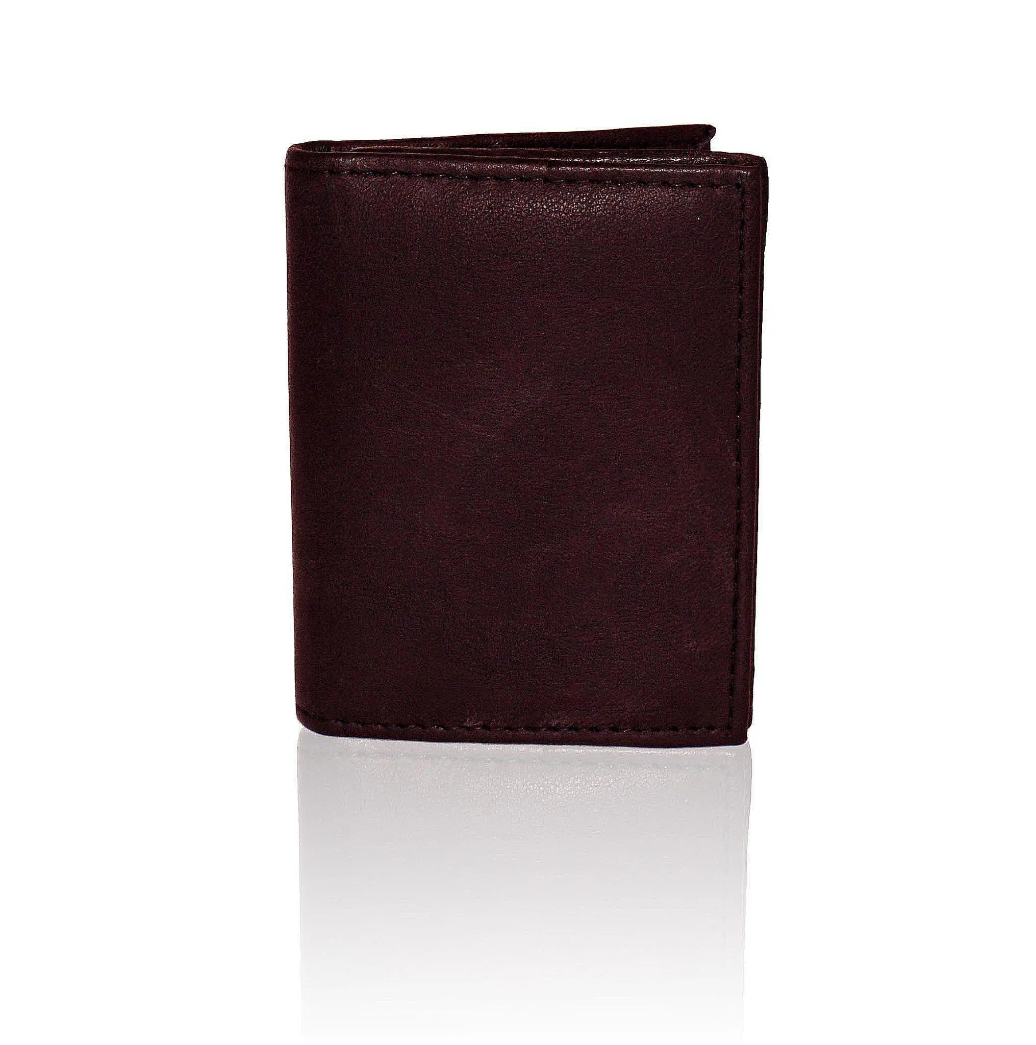 Compact RFID-Blocking Men's Multi-Card Center Flip Bifold Wallet - Brown