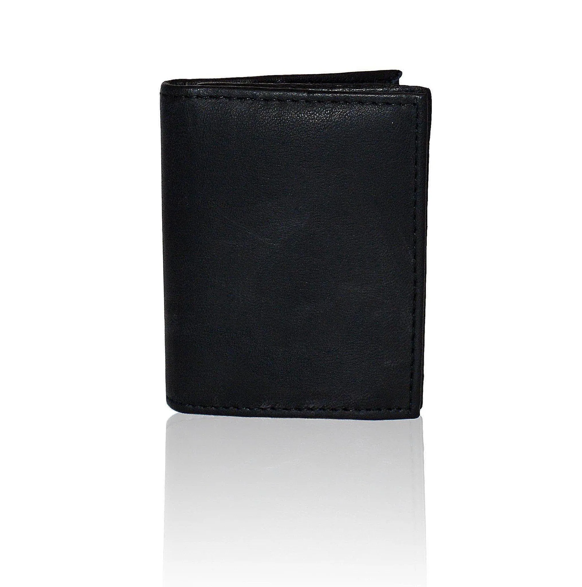 Compact RFID-Blocking Men's Multi-Card Center Flip Bifold Wallet - Brown