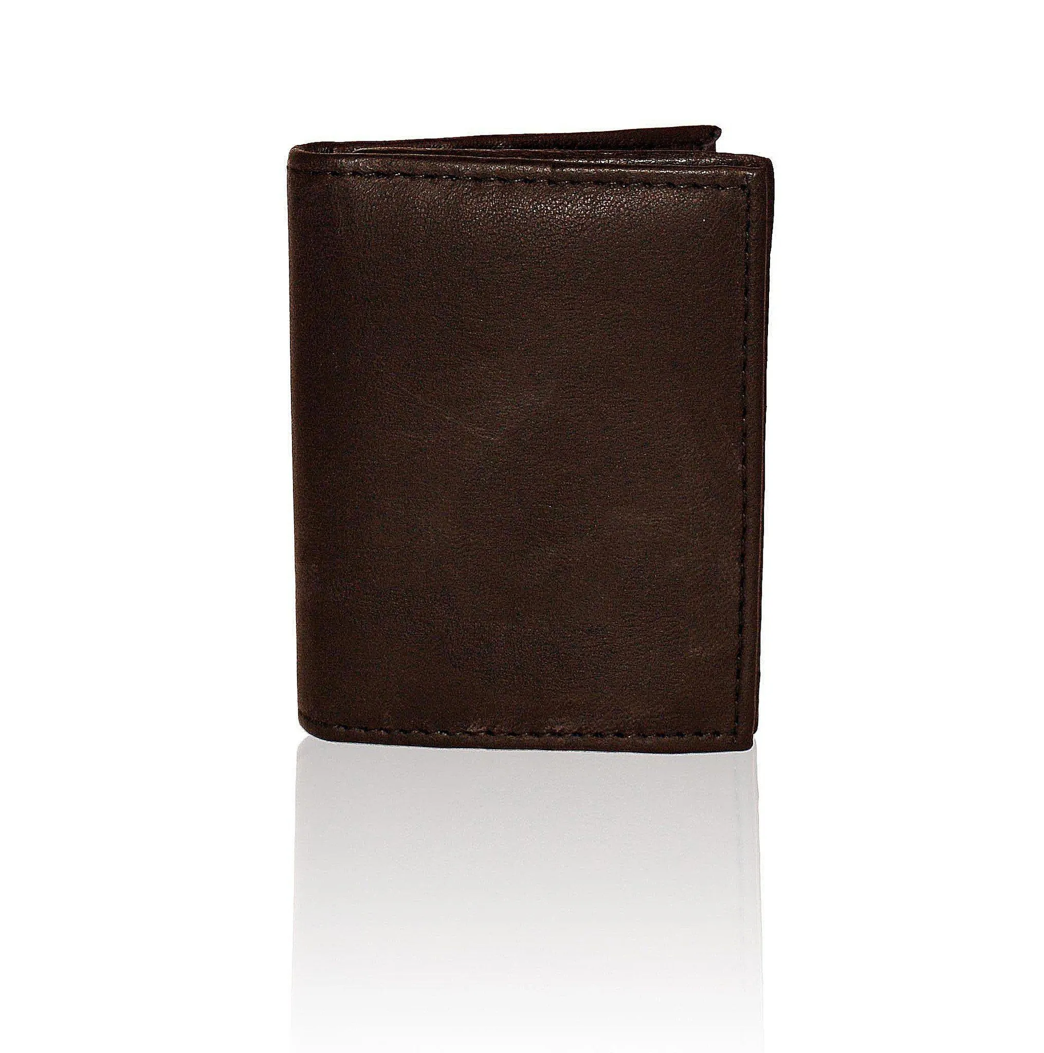 Compact RFID-Blocking Men's Multi-Card Center Flip Bifold Wallet - Brown