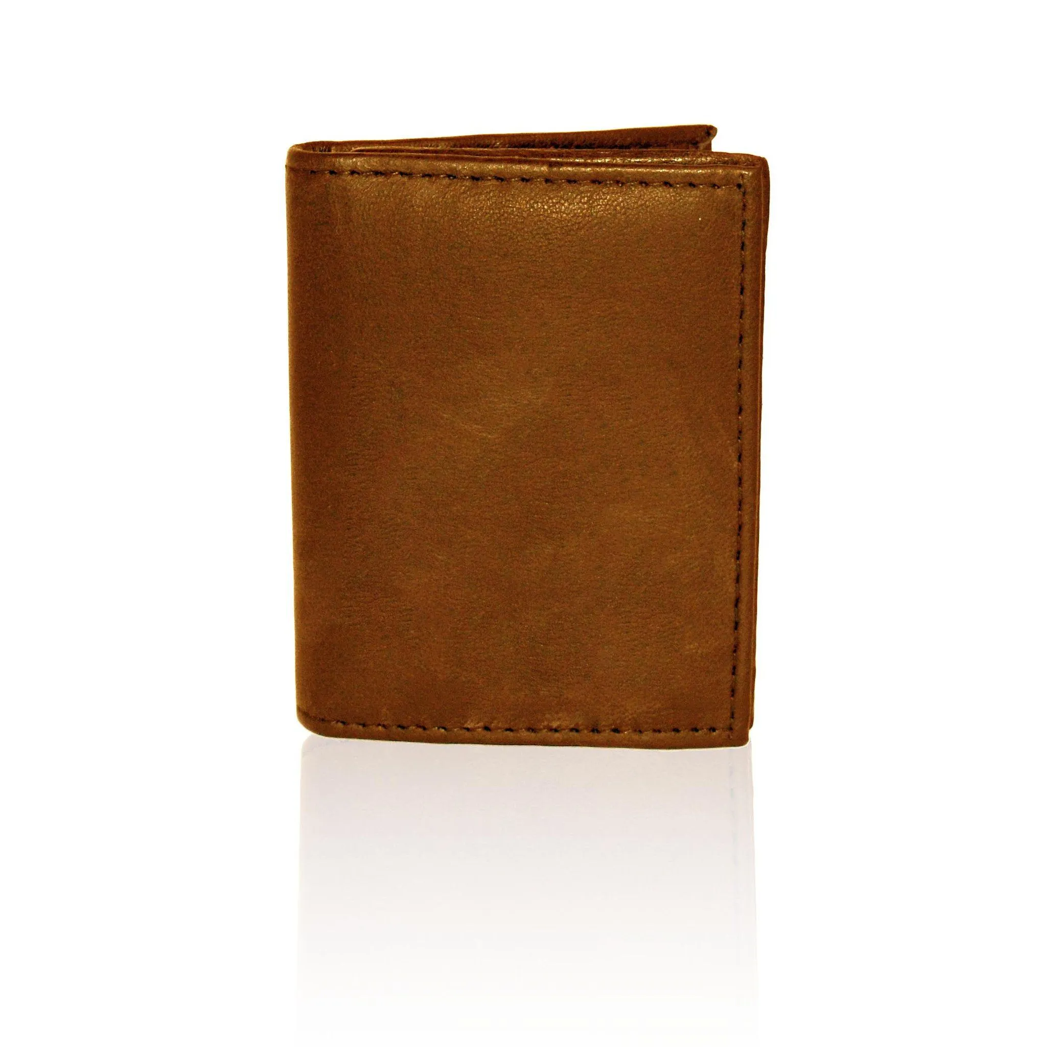 Compact RFID-Blocking Men's Multi-Card Center Flip Bifold Wallet - Brown