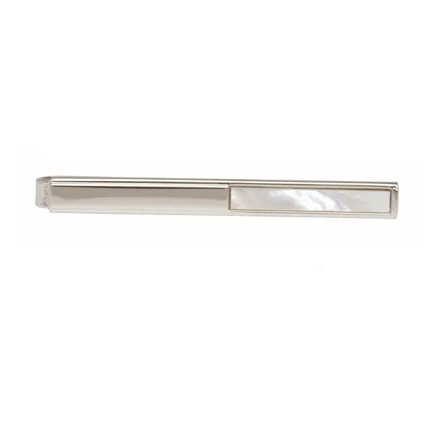 Dalaco Rhodium  Plated Half Mother Of Pearl Tie Bars