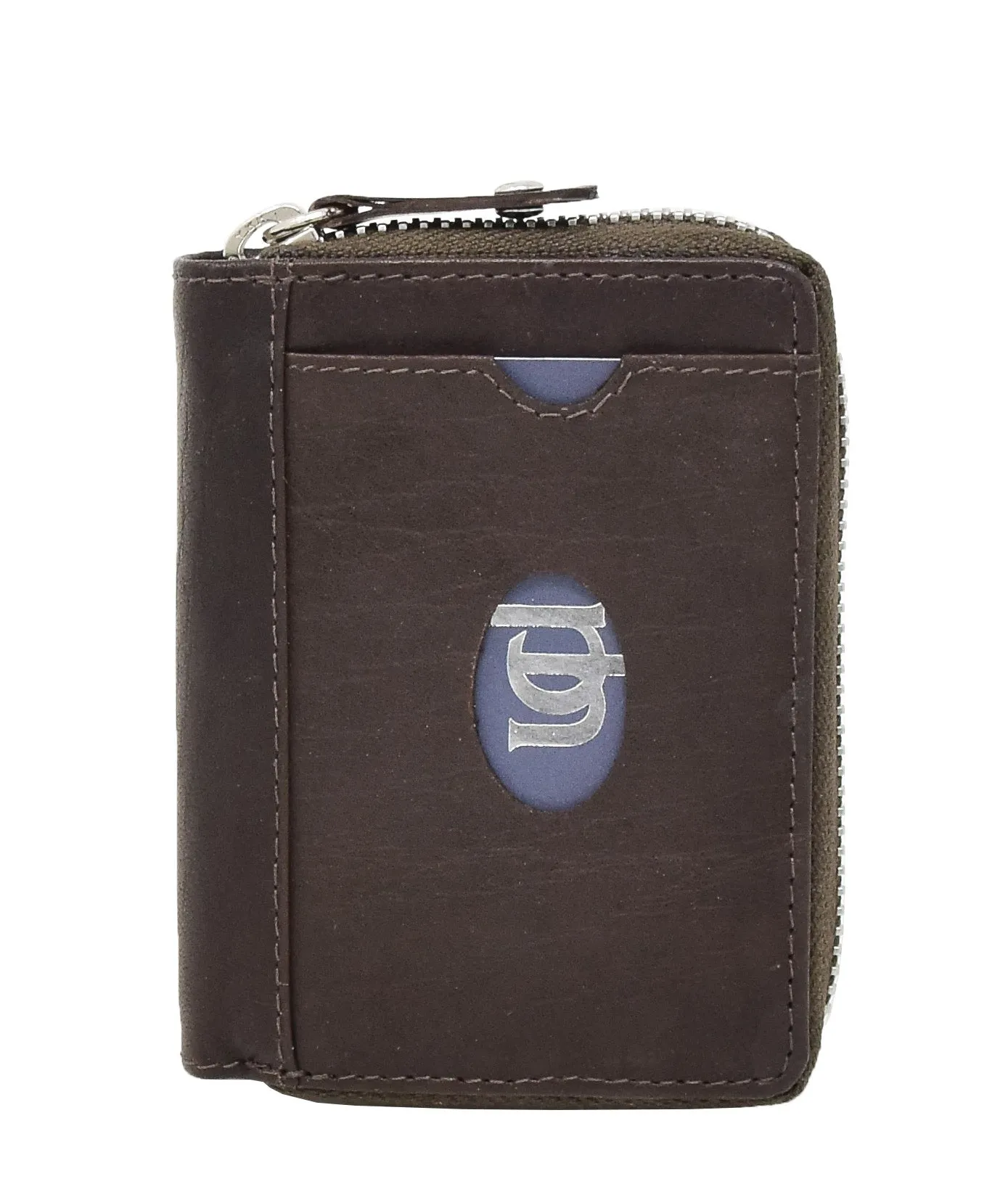 DR410 Men's Leather Credit Card Small Wallet Brown