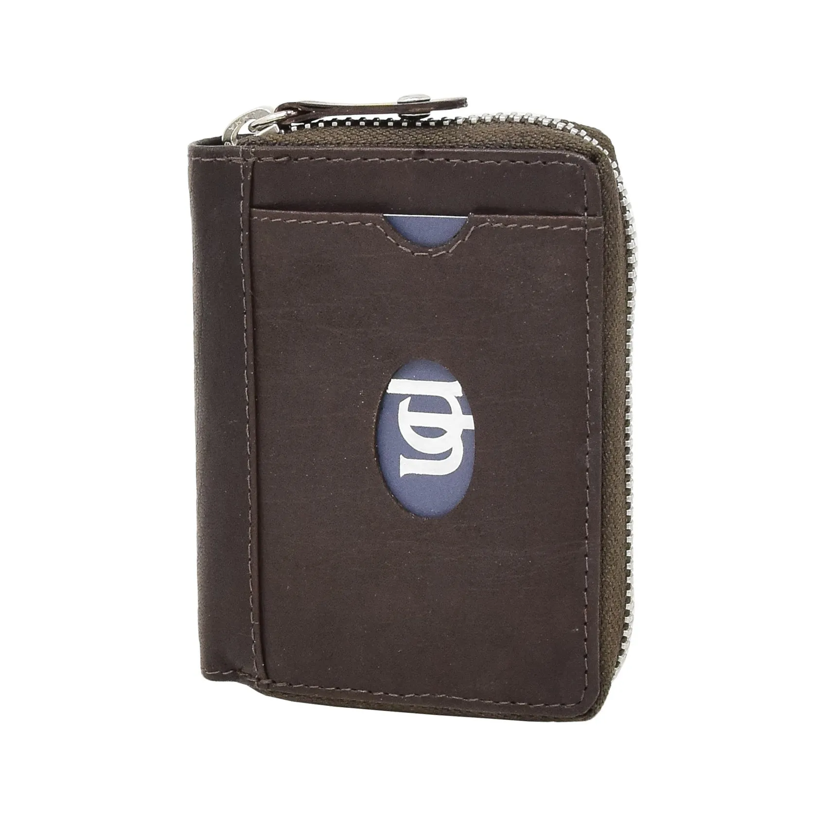 DR410 Men's Leather Credit Card Small Wallet Brown