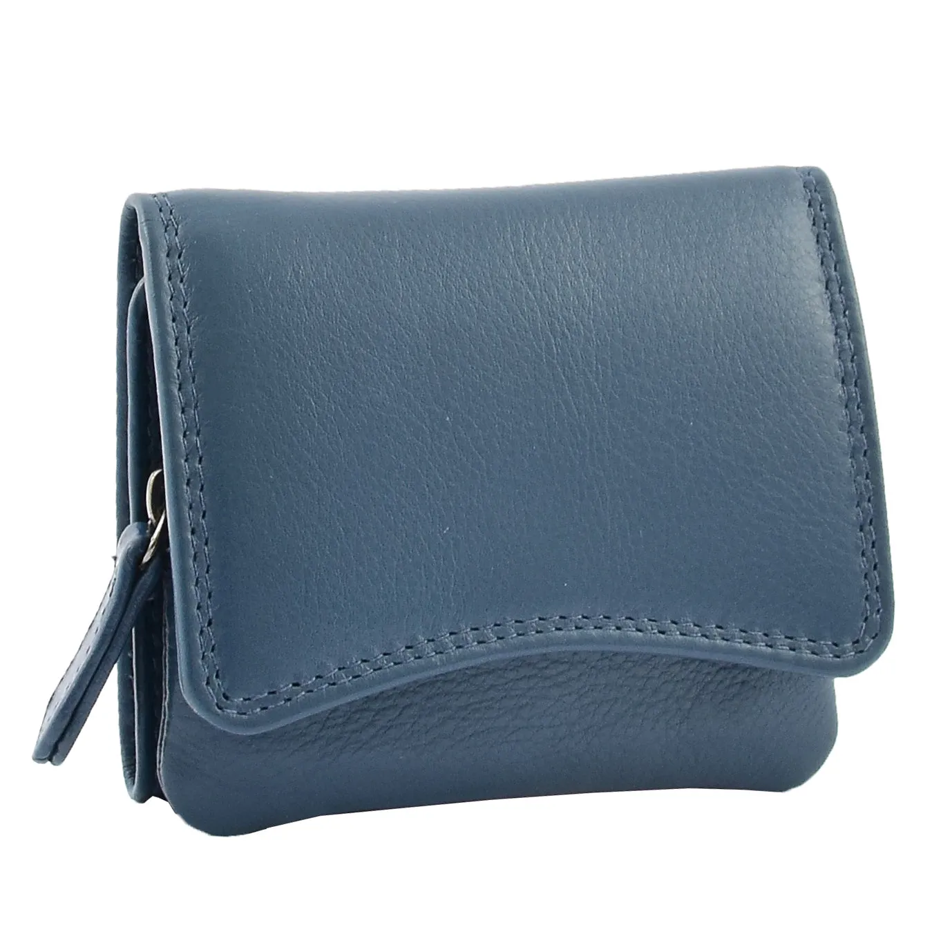DR412 Women's Small Trifold Leather Purse Navy