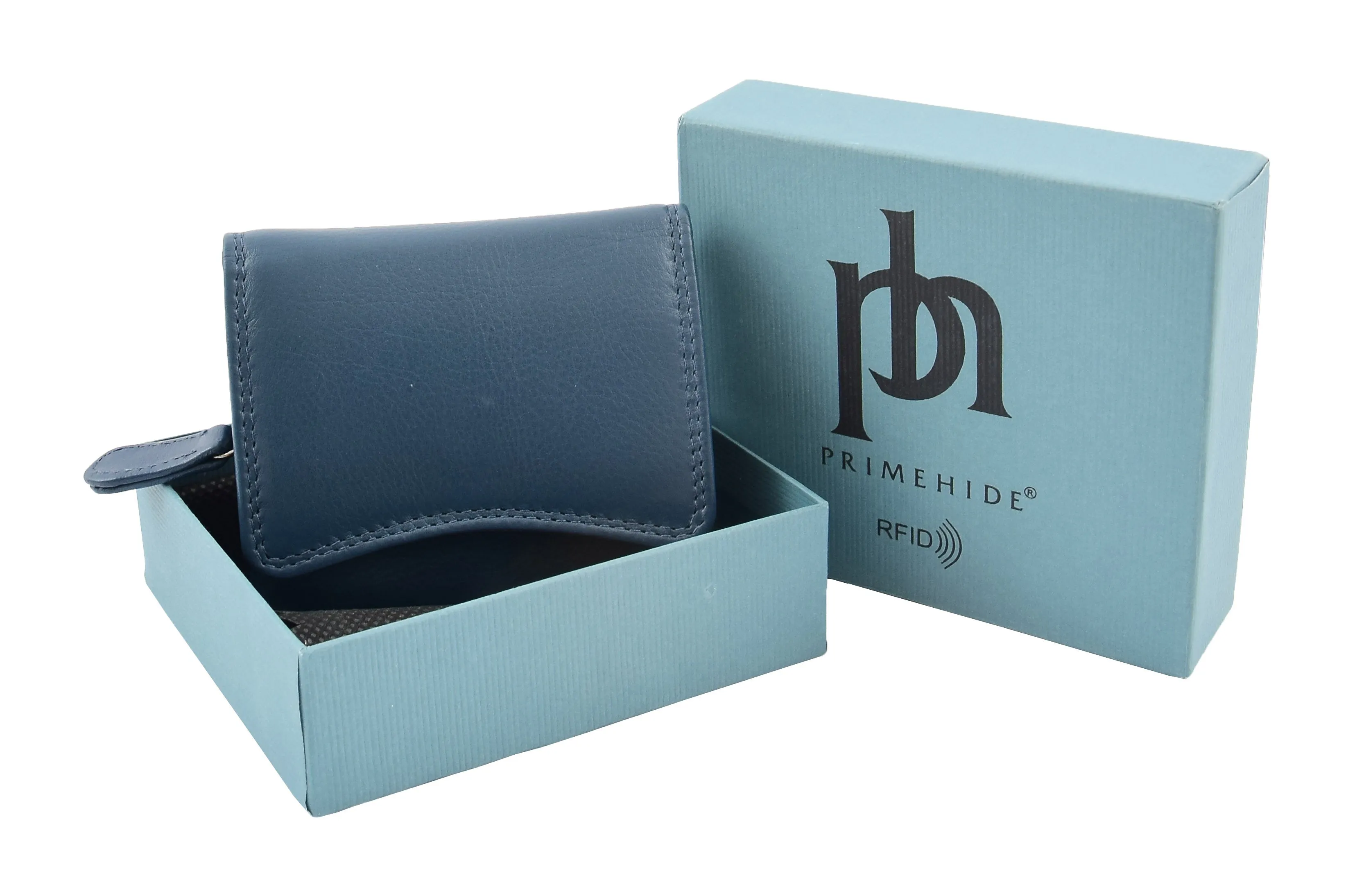 DR412 Women's Small Trifold Leather Purse Navy