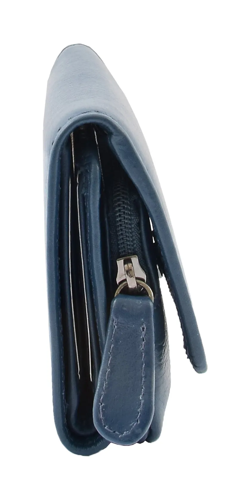 DR412 Women's Small Trifold Leather Purse Navy