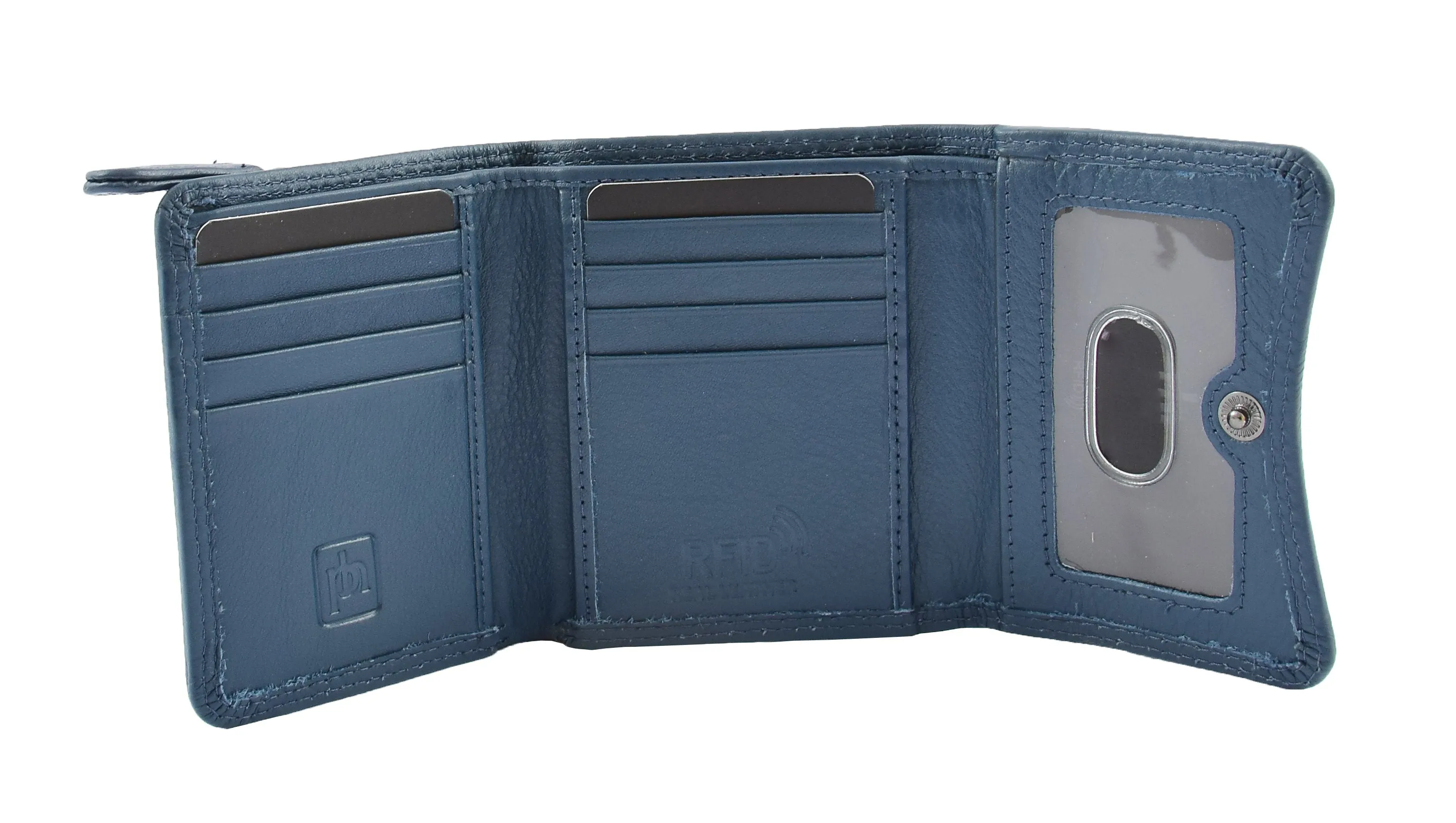 DR412 Women's Small Trifold Leather Purse Navy