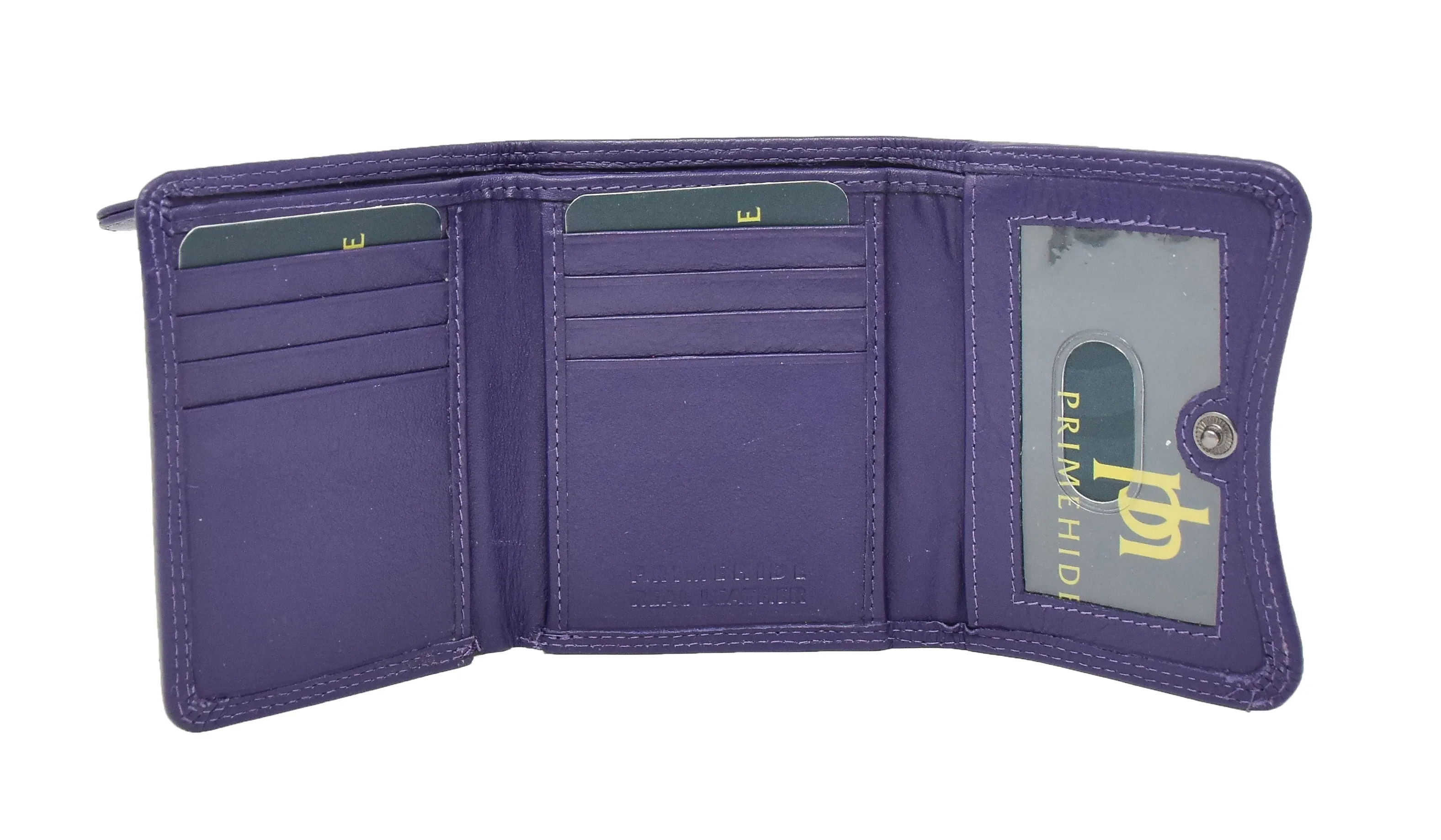 DR412 Women's Small Trifold Leather Purse Purple