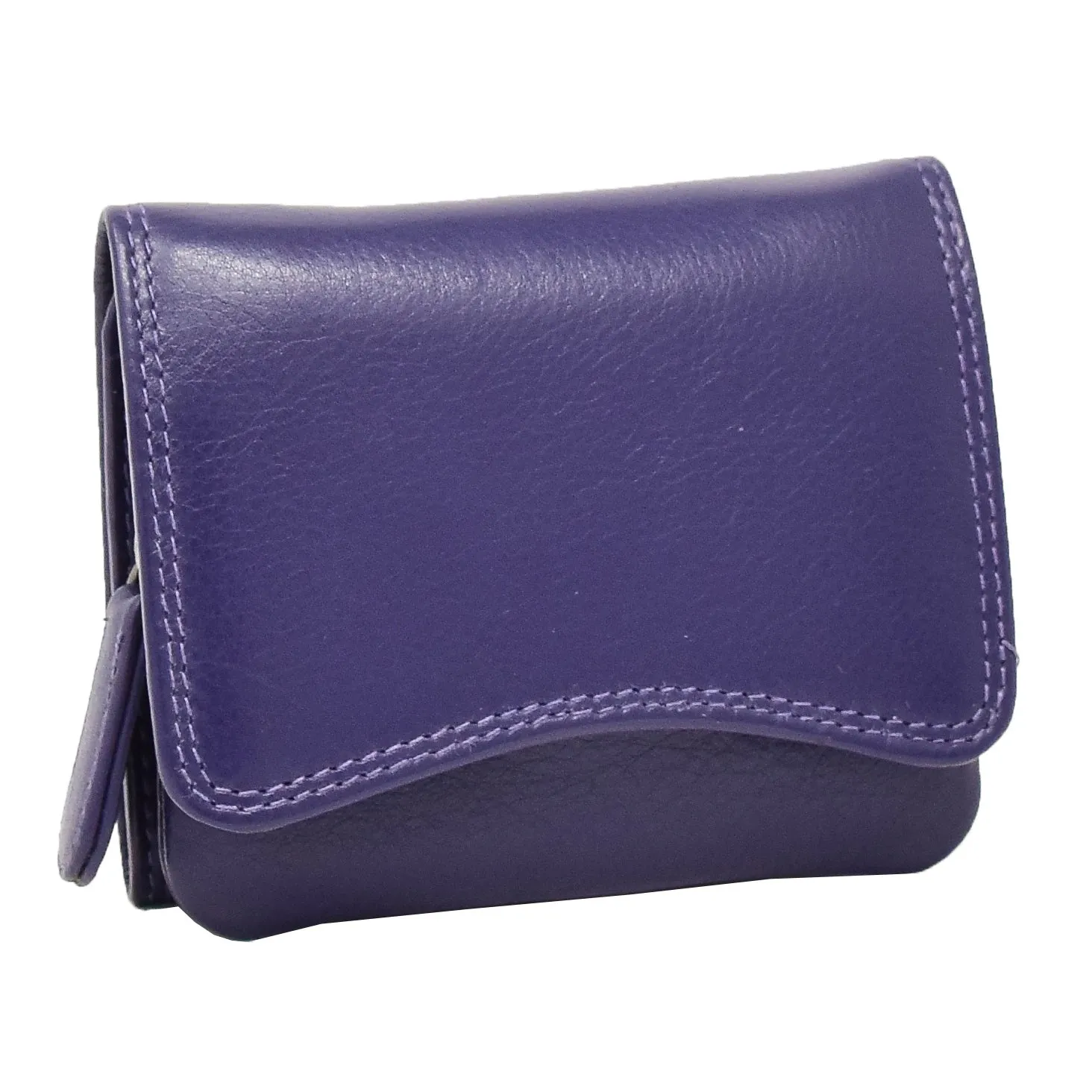 DR412 Women's Small Trifold Leather Purse Purple