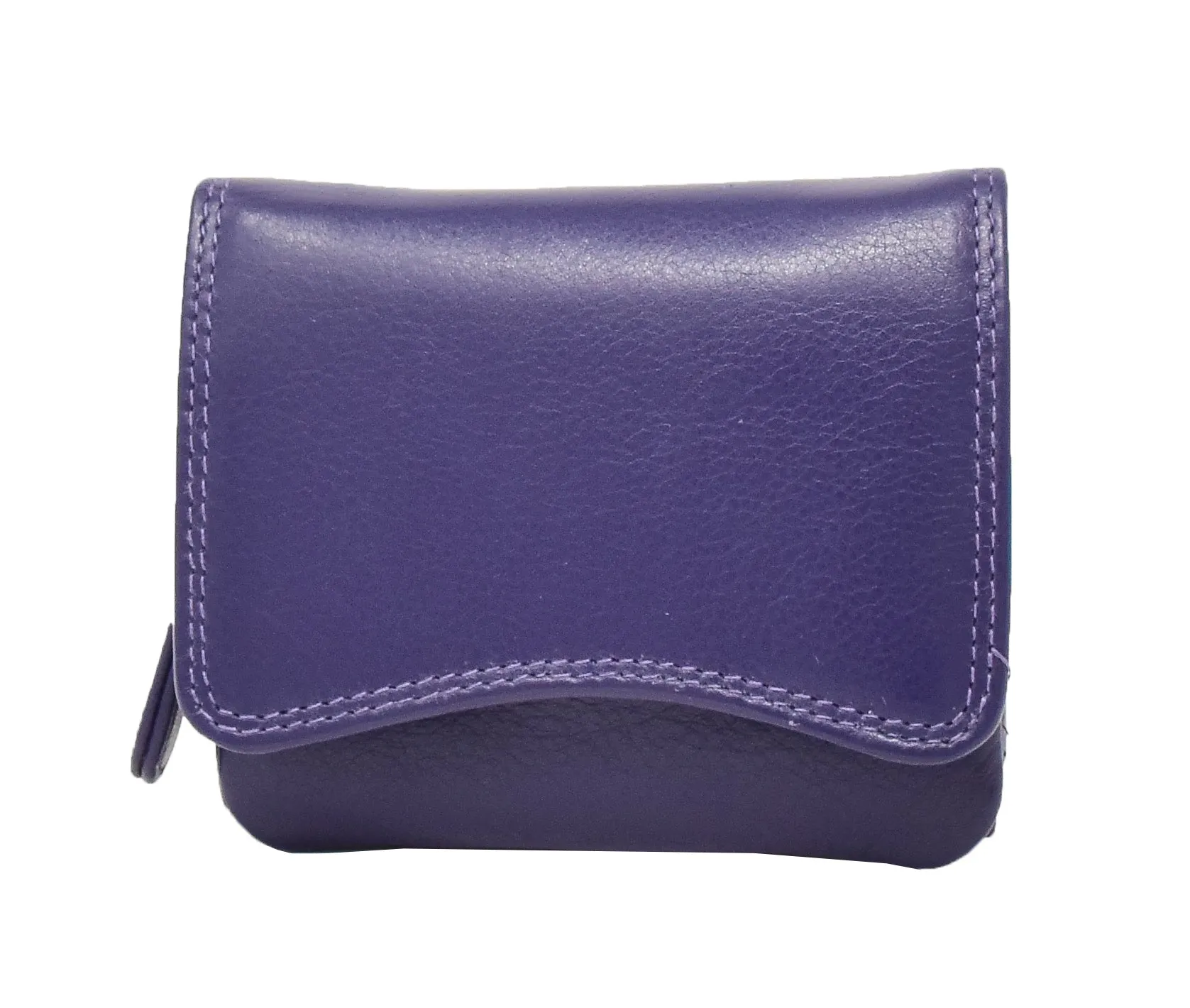 DR412 Women's Small Trifold Leather Purse Purple