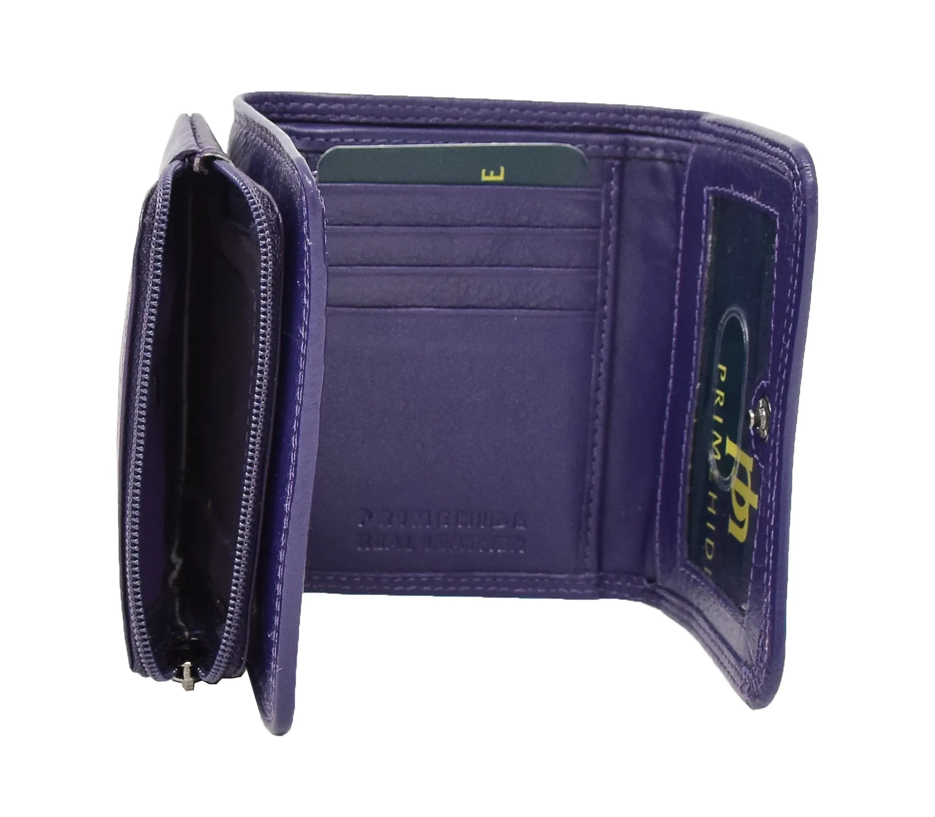DR412 Women's Small Trifold Leather Purse Purple