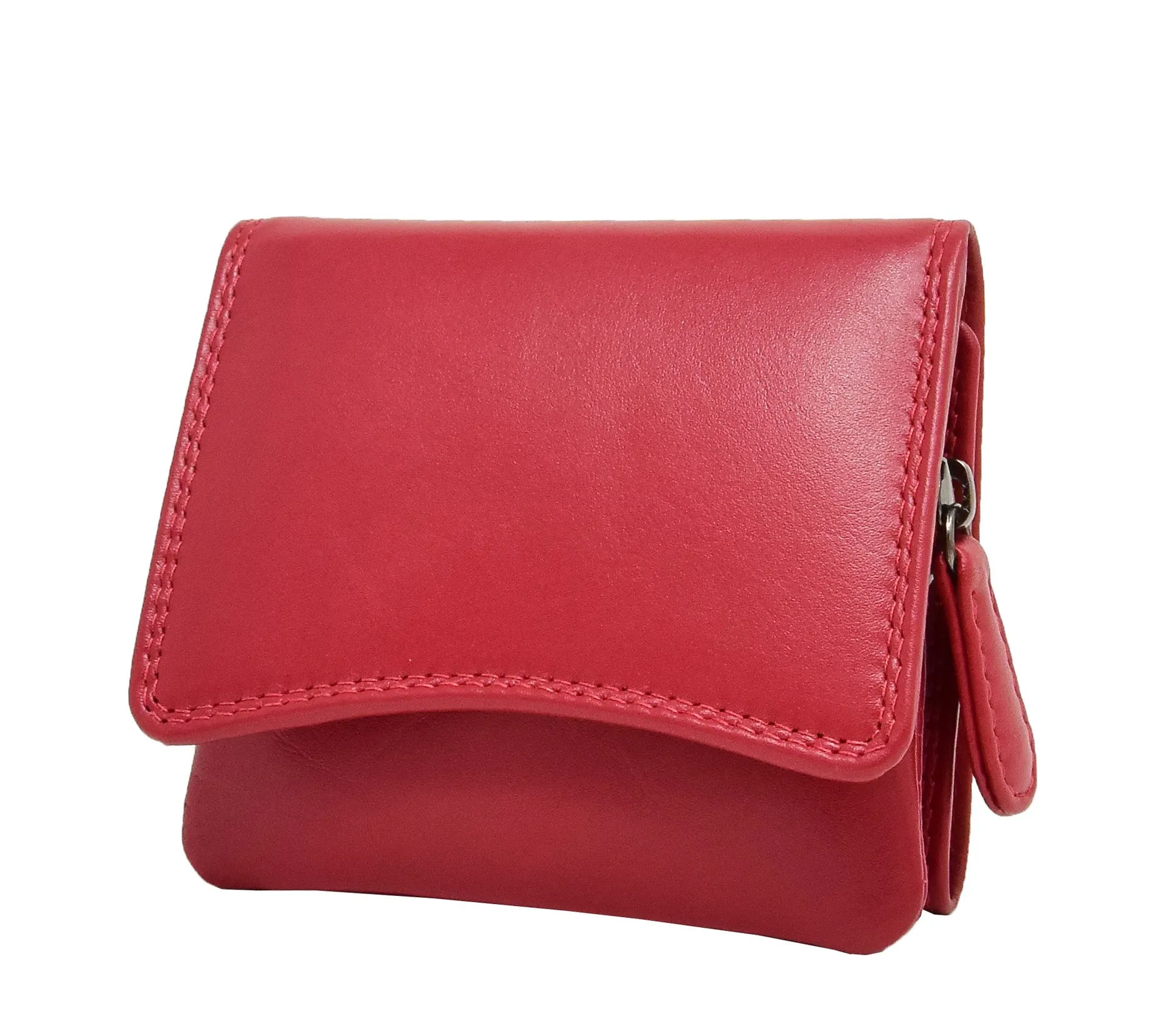 DR412 Women's Small Trifold Leather Purse Red