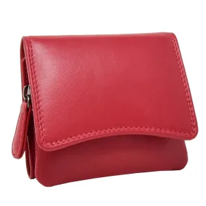 DR412 Women's Small Trifold Leather Purse Red