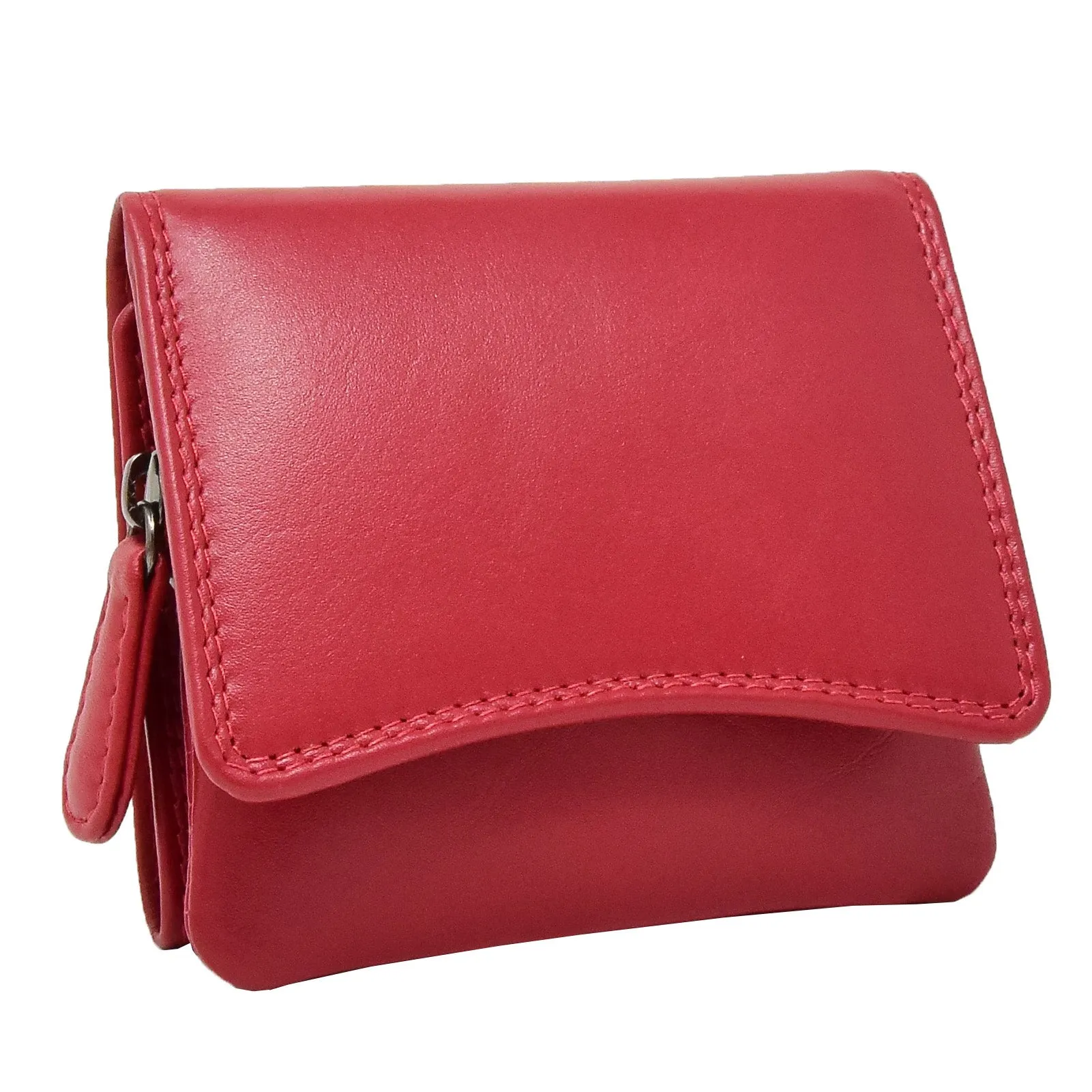 DR412 Women's Small Trifold Leather Purse Red