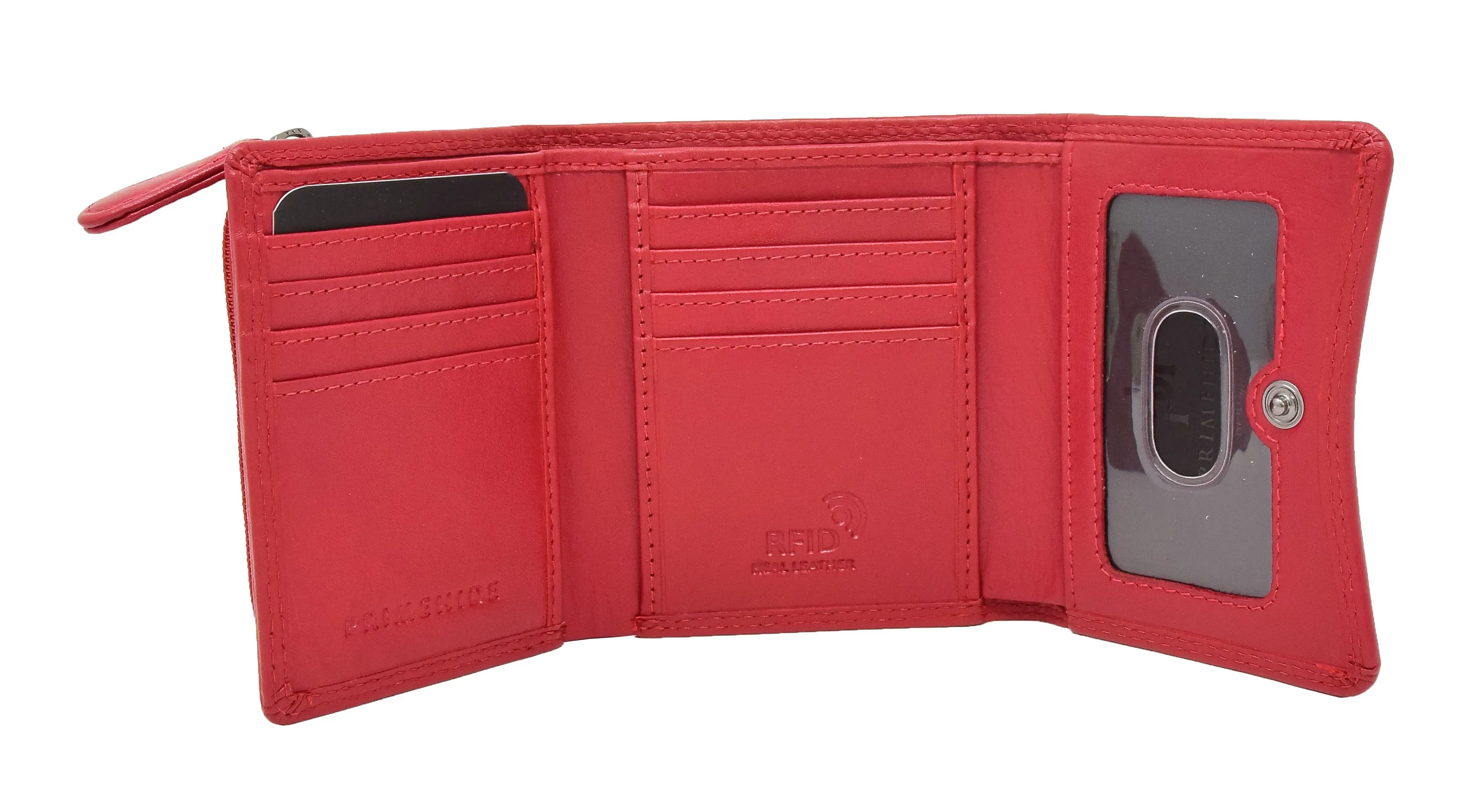 DR412 Women's Small Trifold Leather Purse Red