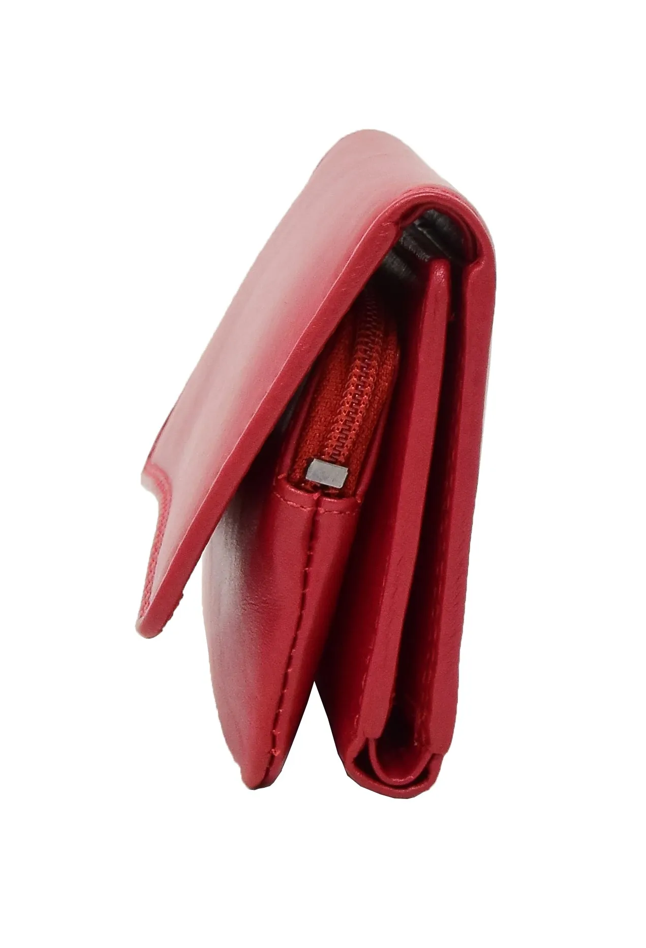 DR412 Women's Small Trifold Leather Purse Red